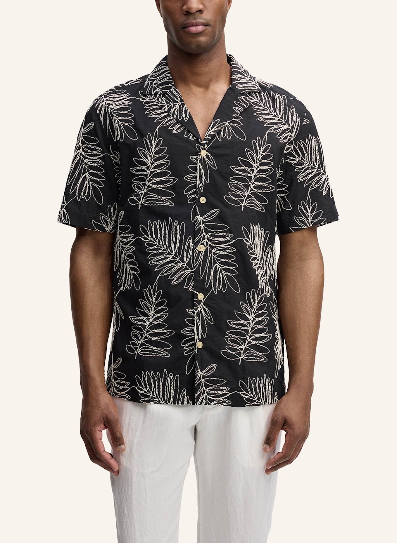 STRELLSON Kurzarm-Hemd CLINT: SCHWARZ