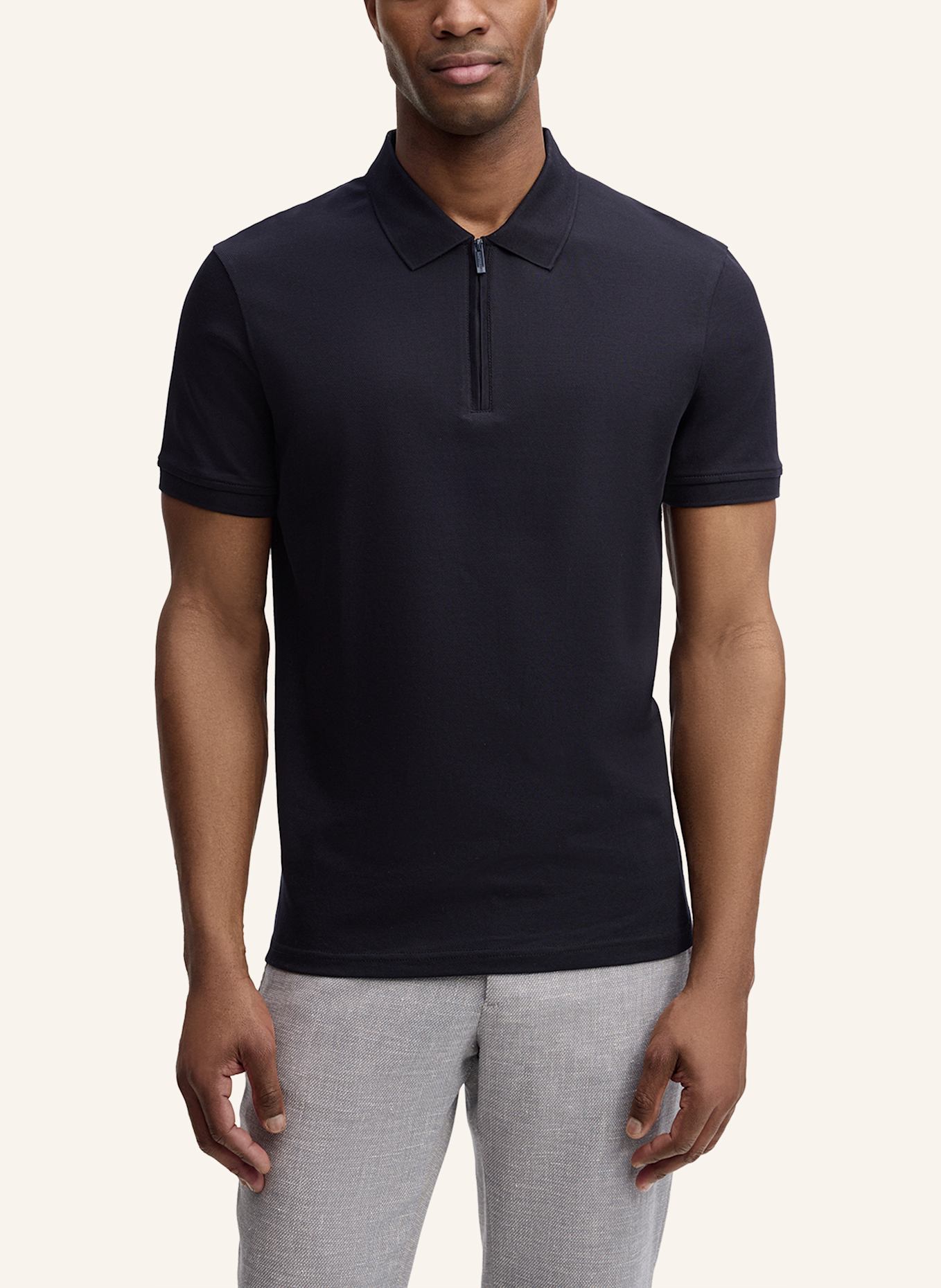 STRELLSON Zip-Poloshirt PIRO: DUNKELBLAU