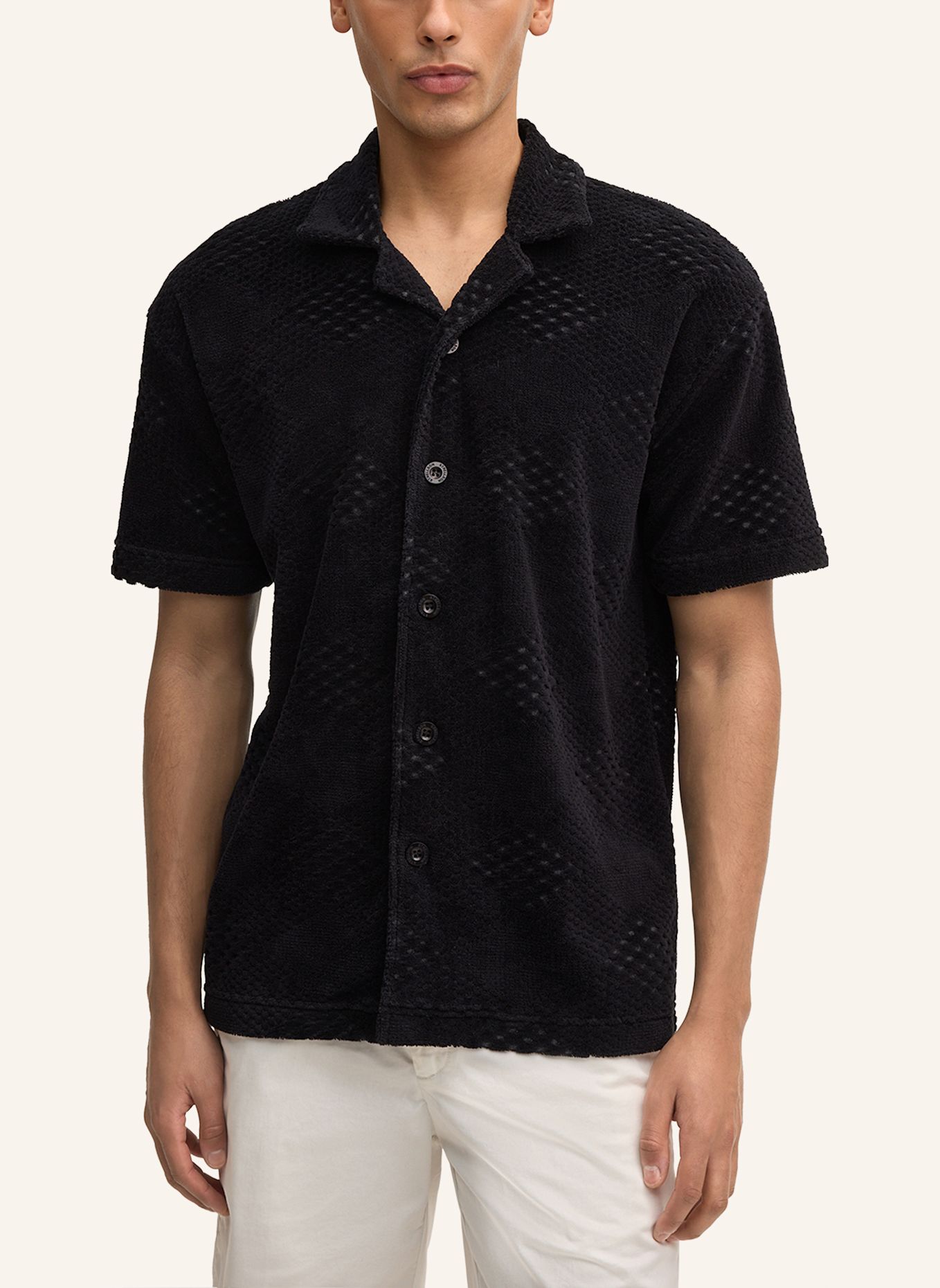 STRELLSON Resorthemd JOSEPH Regular Fit aus Frottee: SCHWARZ