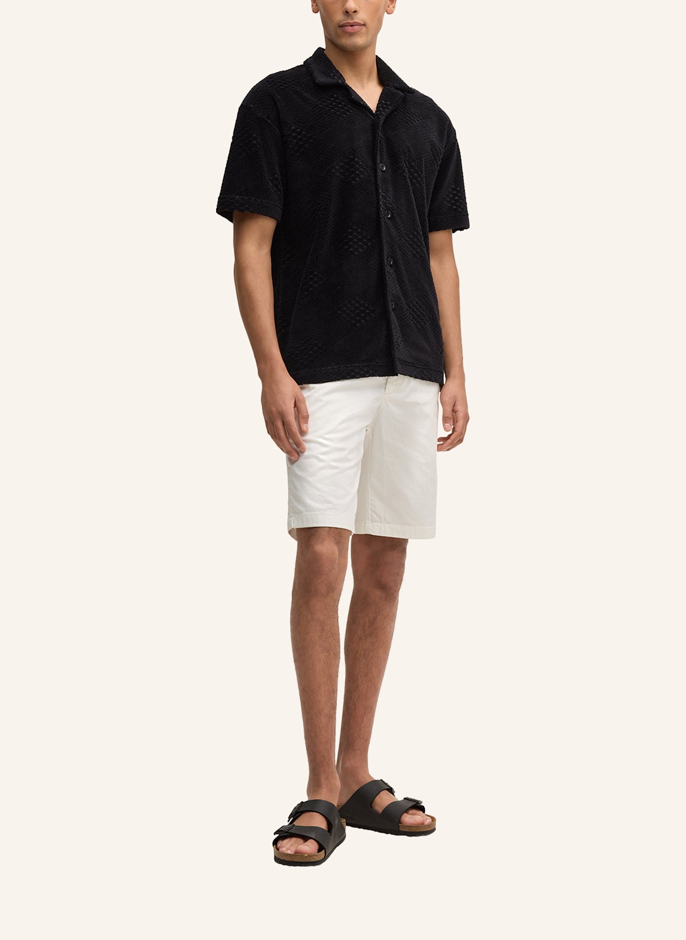 STRELLSON Resorthemd JOSEPH Regular Fit aus Frottee: SCHWARZ