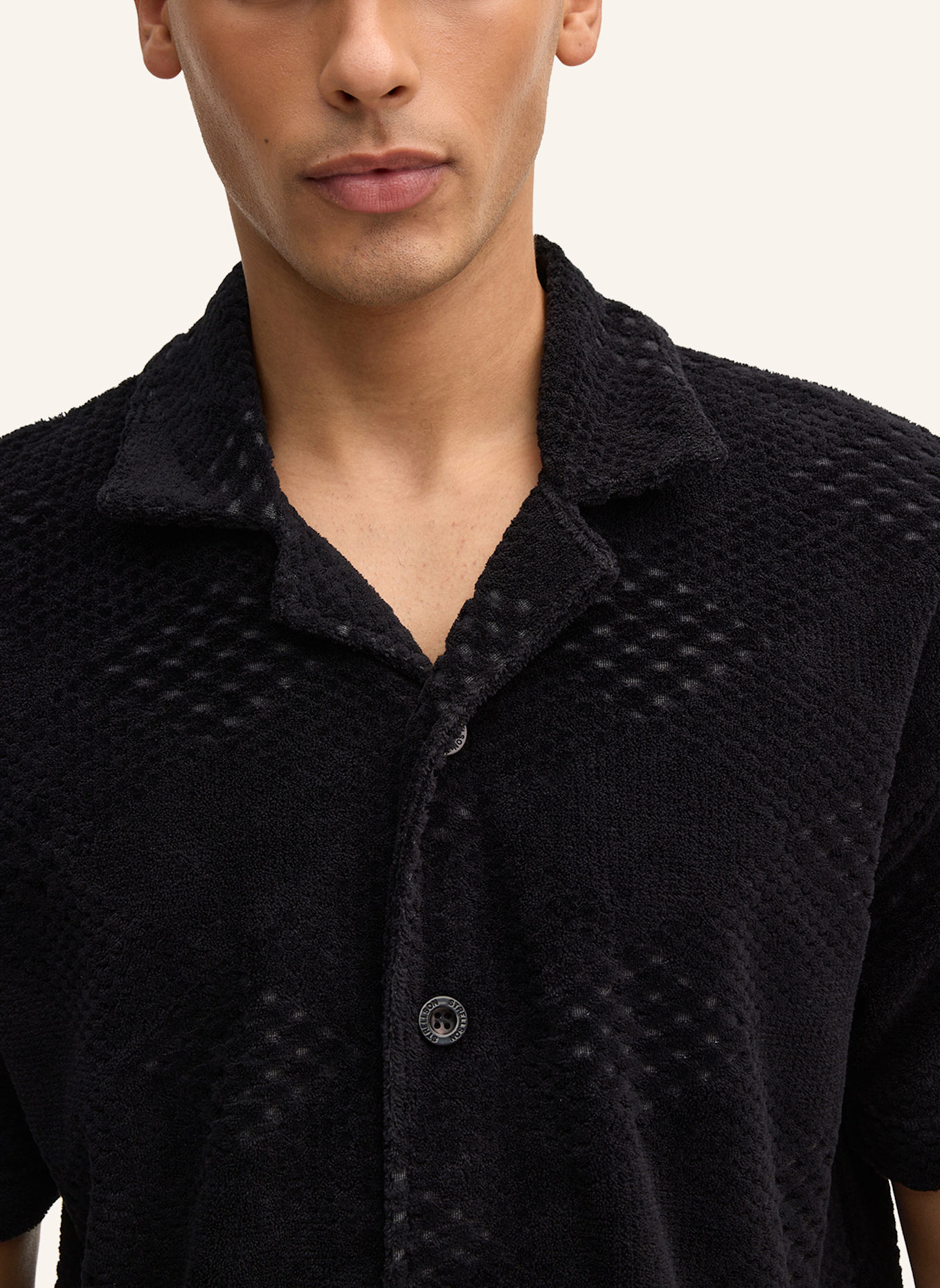 STRELLSON Resorthemd JOSEPH Regular Fit aus Frottee: SCHWARZ