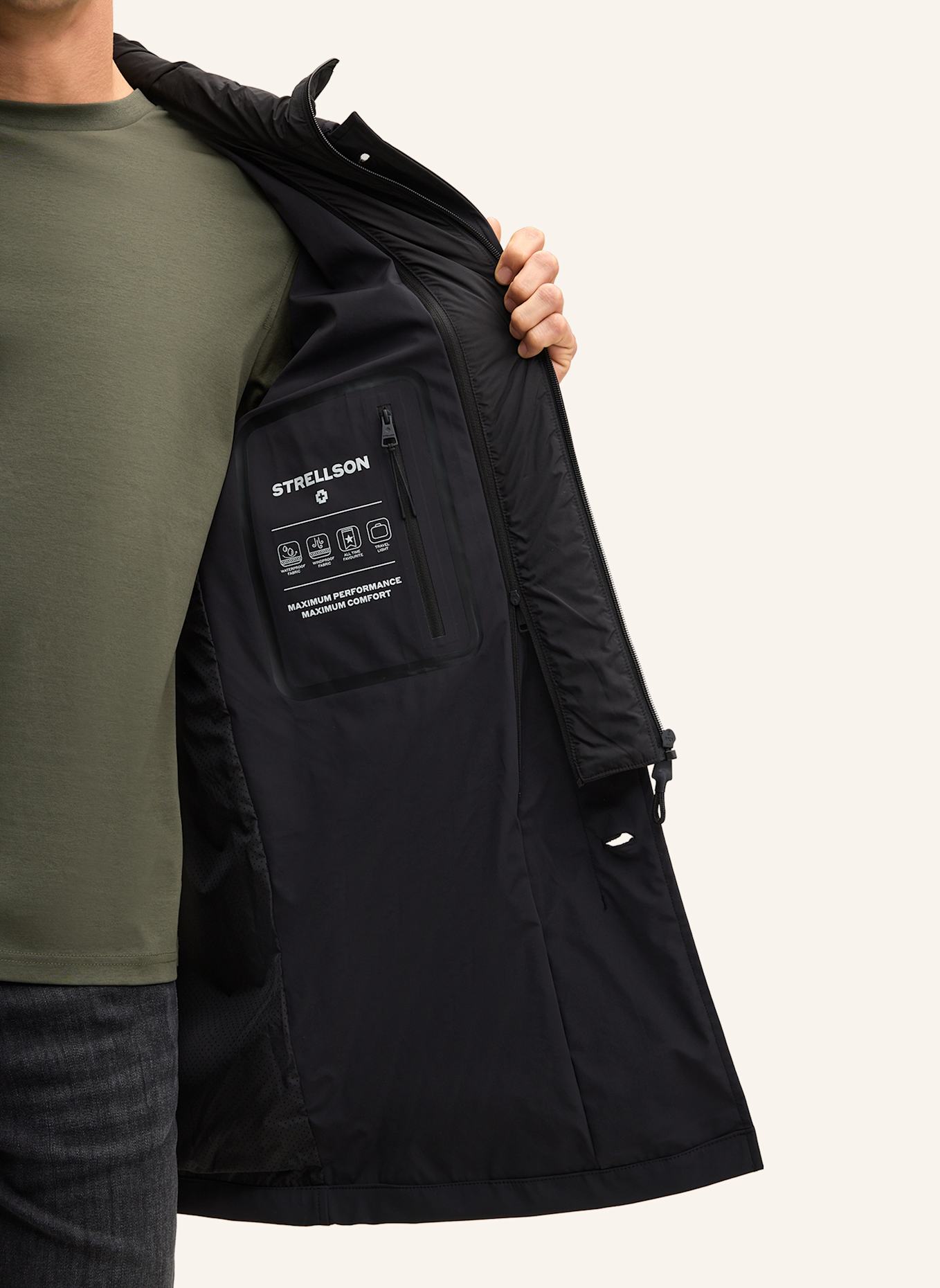 STRELLSON Regenmantel REGENMANTEL: SCHWARZ