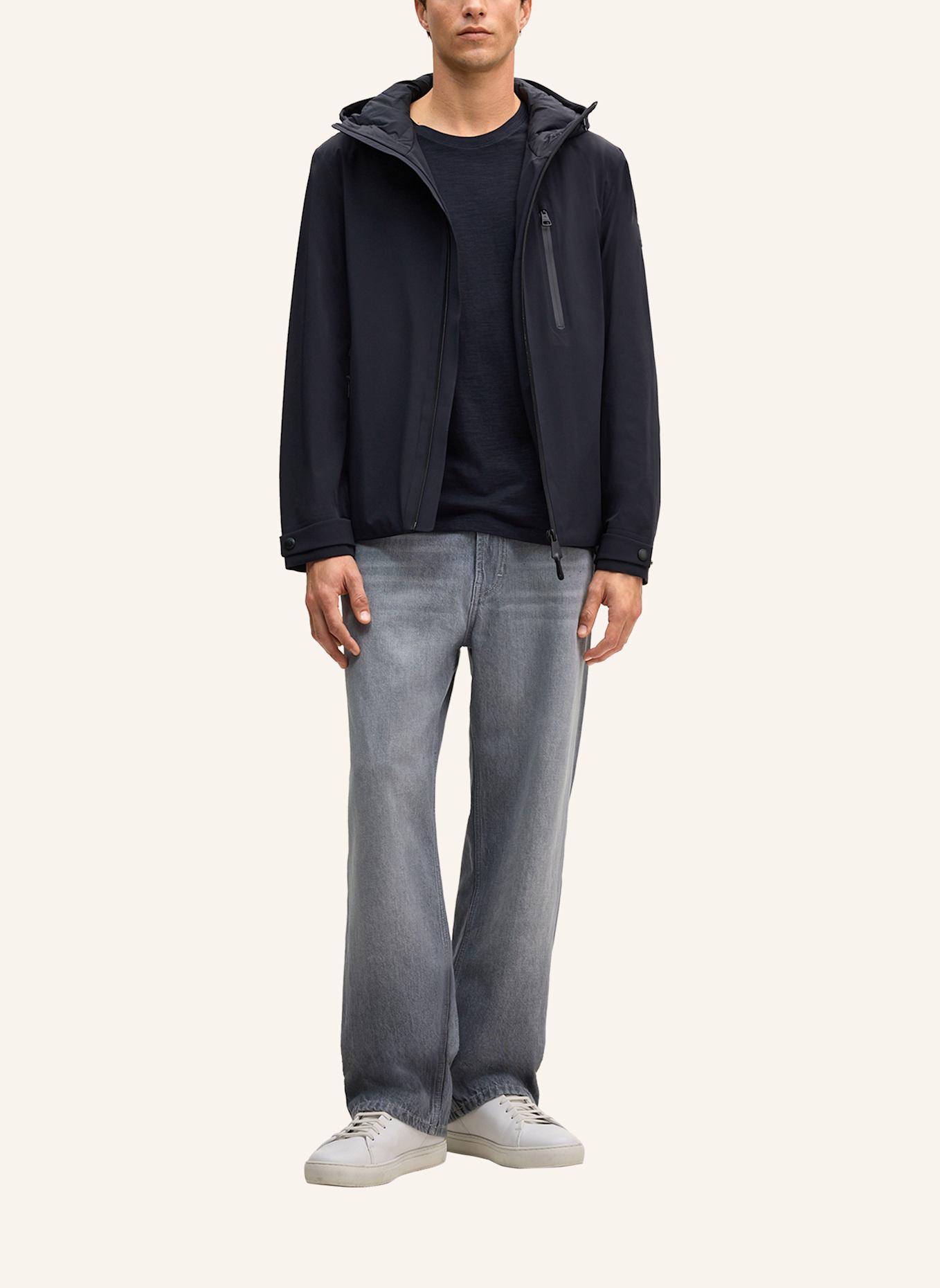 STRELLSON Windbreaker FLEX CROSS HOODY 2.0: DUNKELBLAU