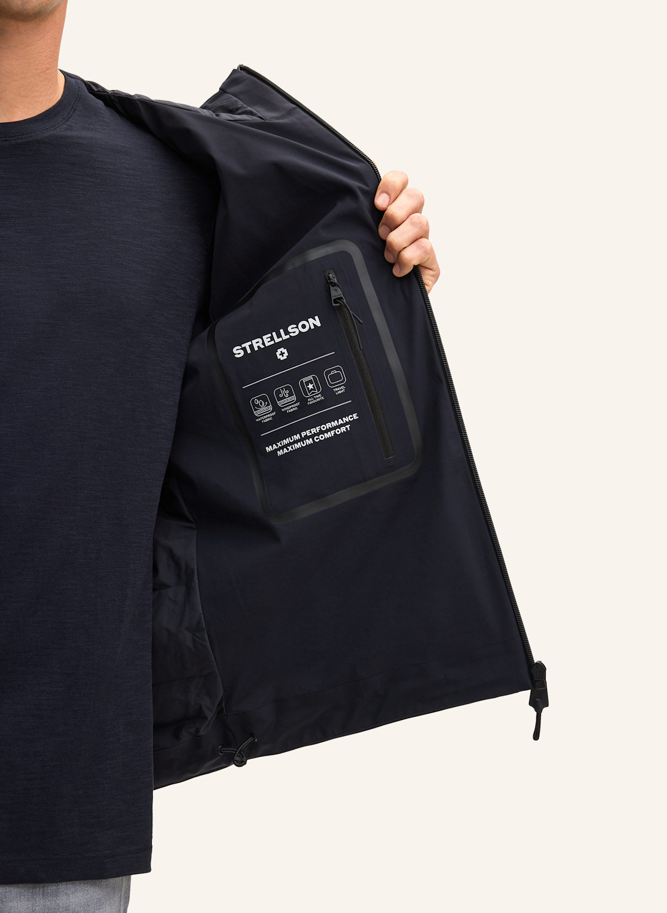 STRELLSON Windbreaker FLEX CROSS HOODY 2.0: DUNKELBLAU