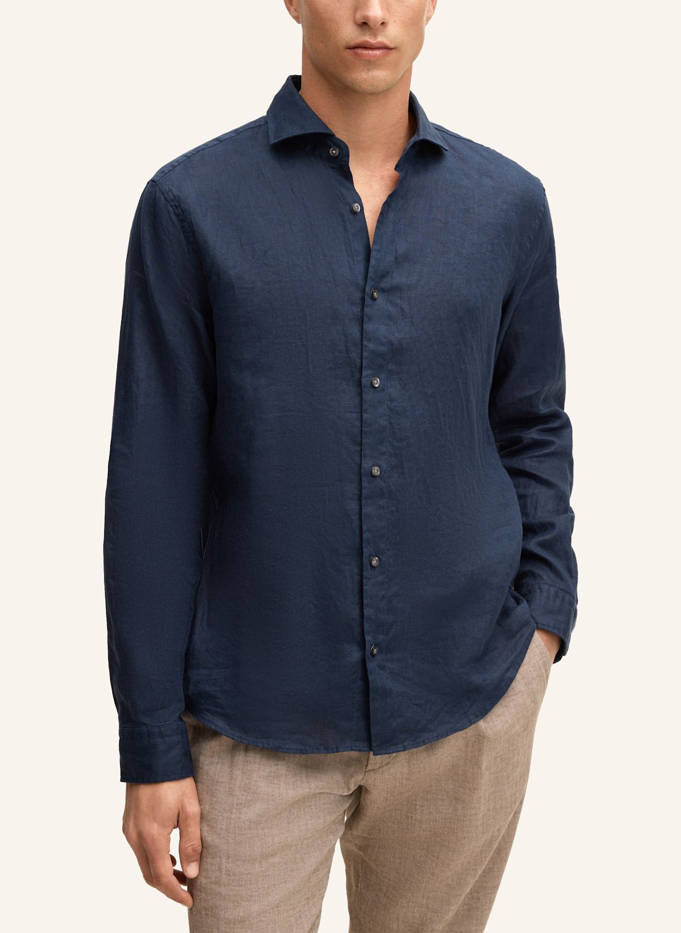 STRELLSON Leinenhemd CEASAR Slim Fit: DUNKELBLAU