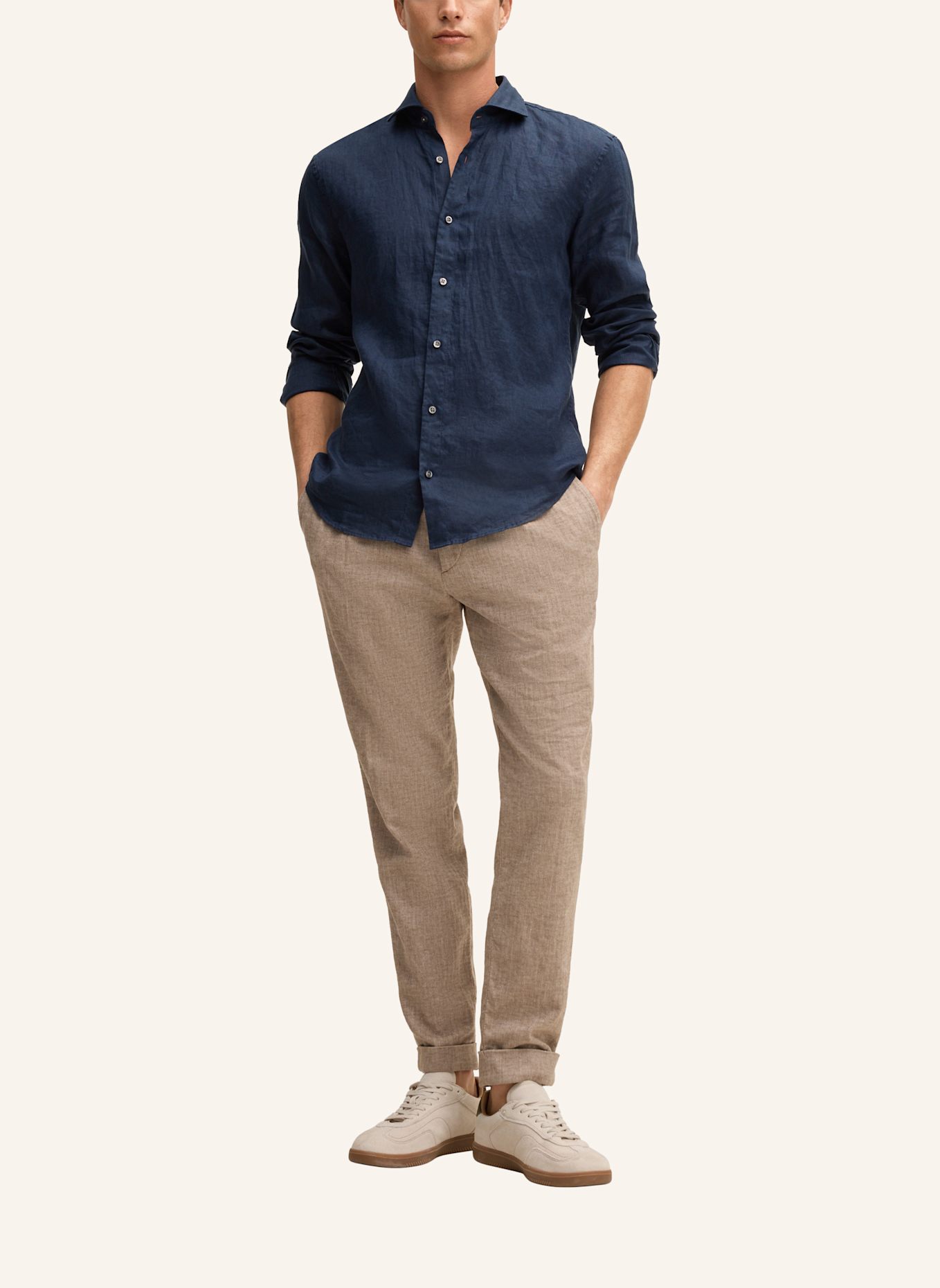 STRELLSON Leinenhemd CEASAR Slim Fit: DUNKELBLAU