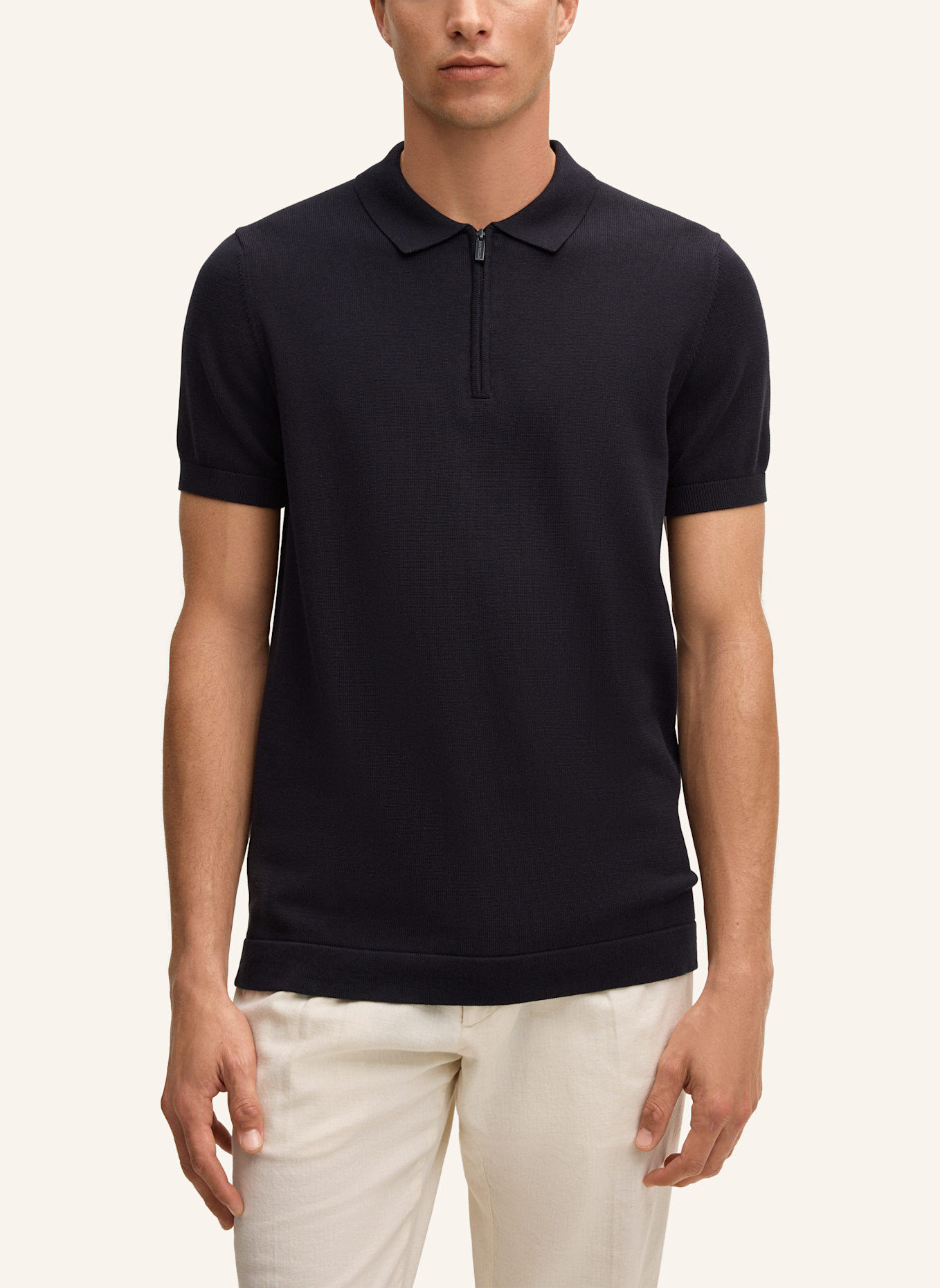STRELLSON Zip-Poloshirt VINCENT: DUNKELBLAU