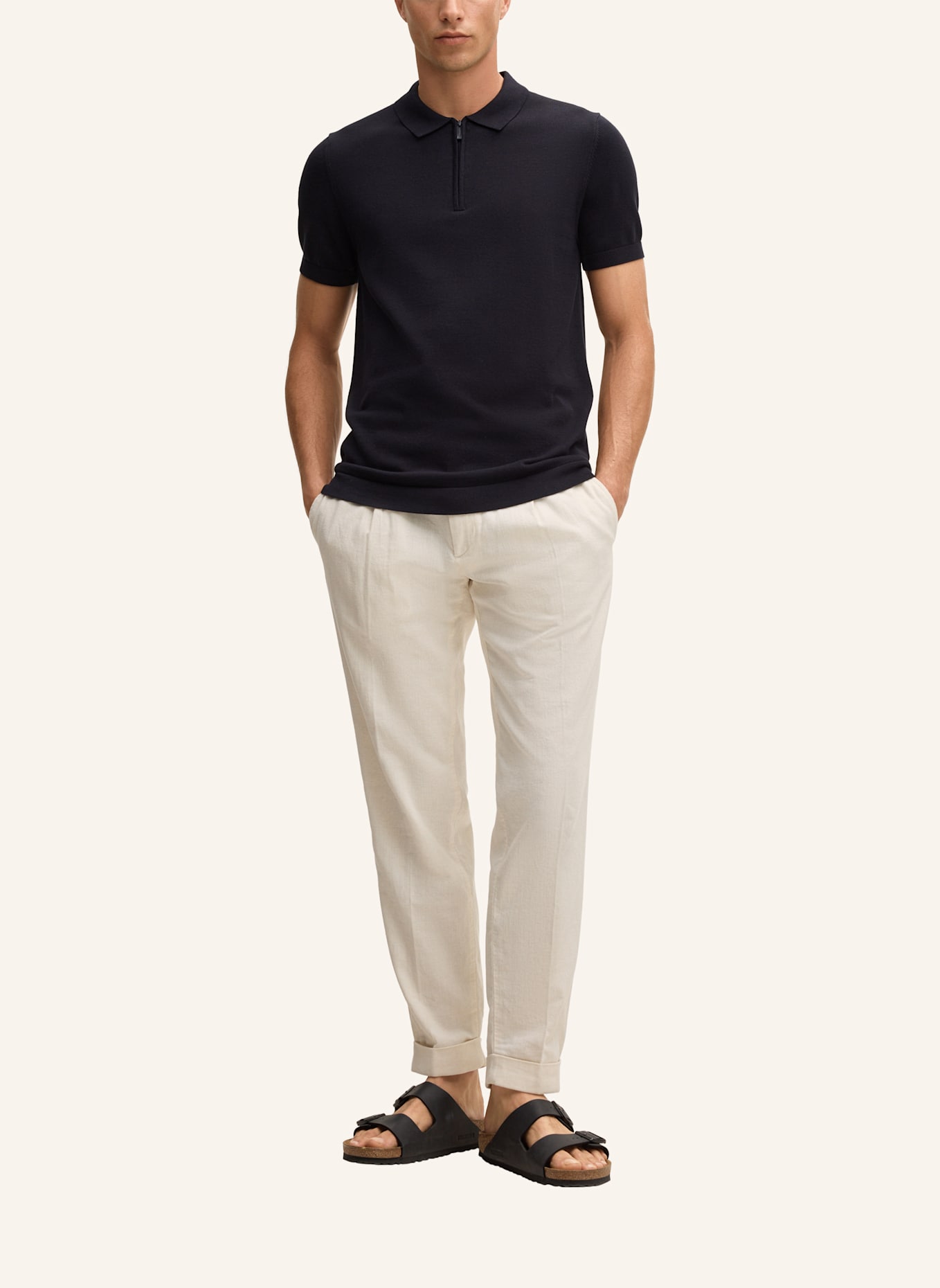STRELLSON Zip-Poloshirt VINCENT: DUNKELBLAU