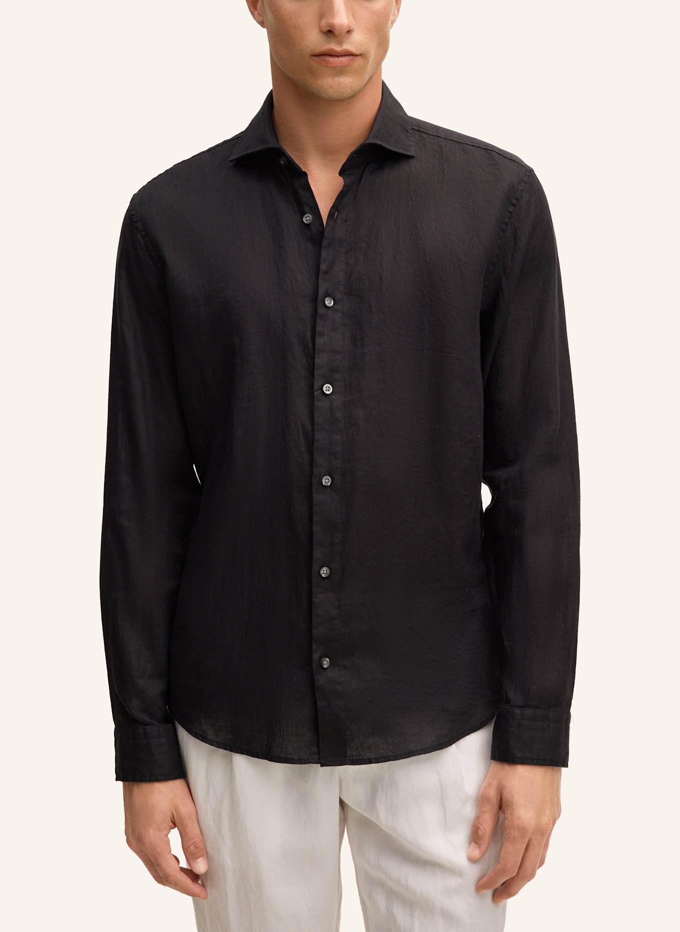 STRELLSON Leinenhemd CEASAR Slim Fit: SCHWARZ