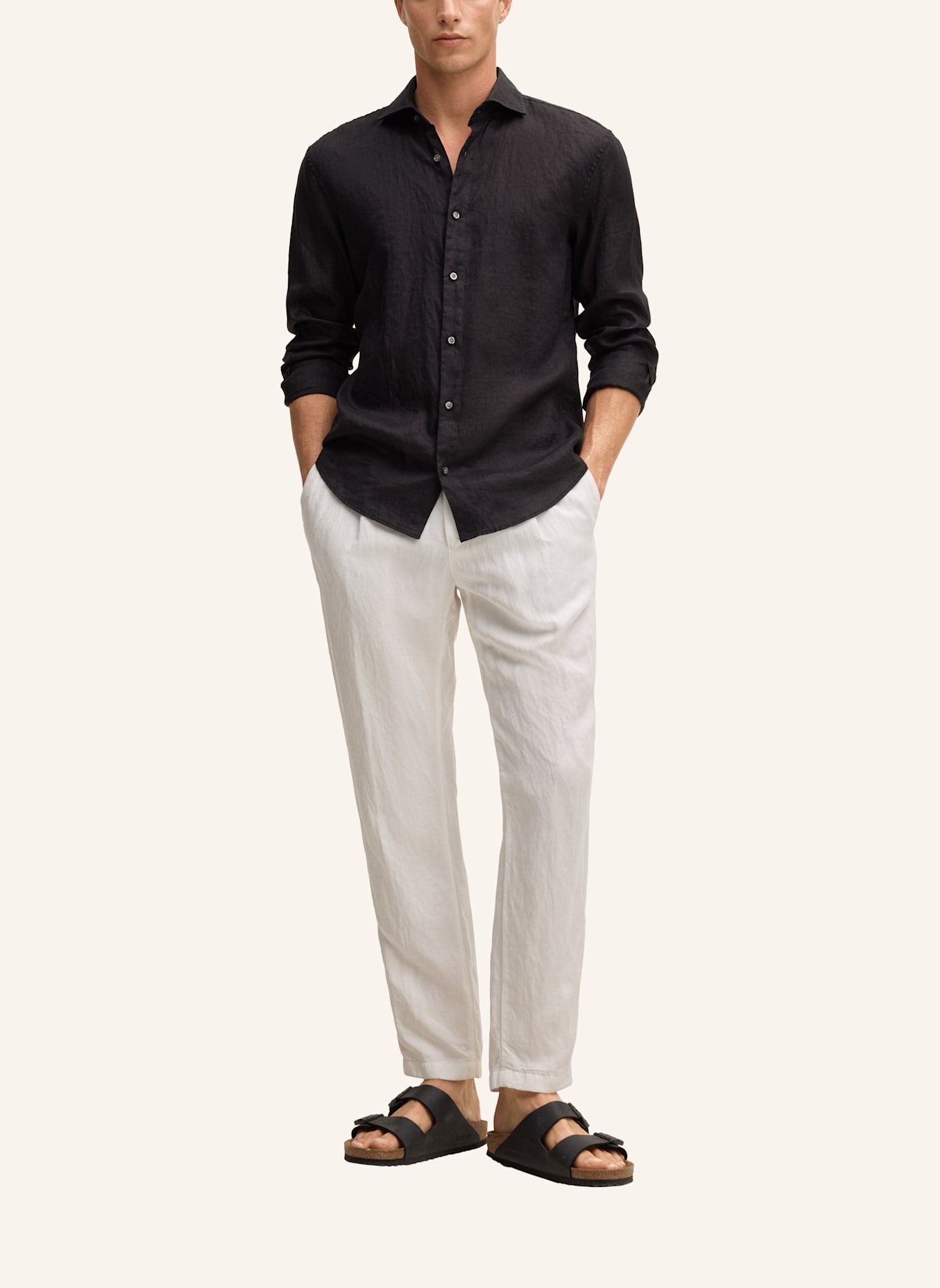 STRELLSON Leinenhemd CEASAR Slim Fit: SCHWARZ