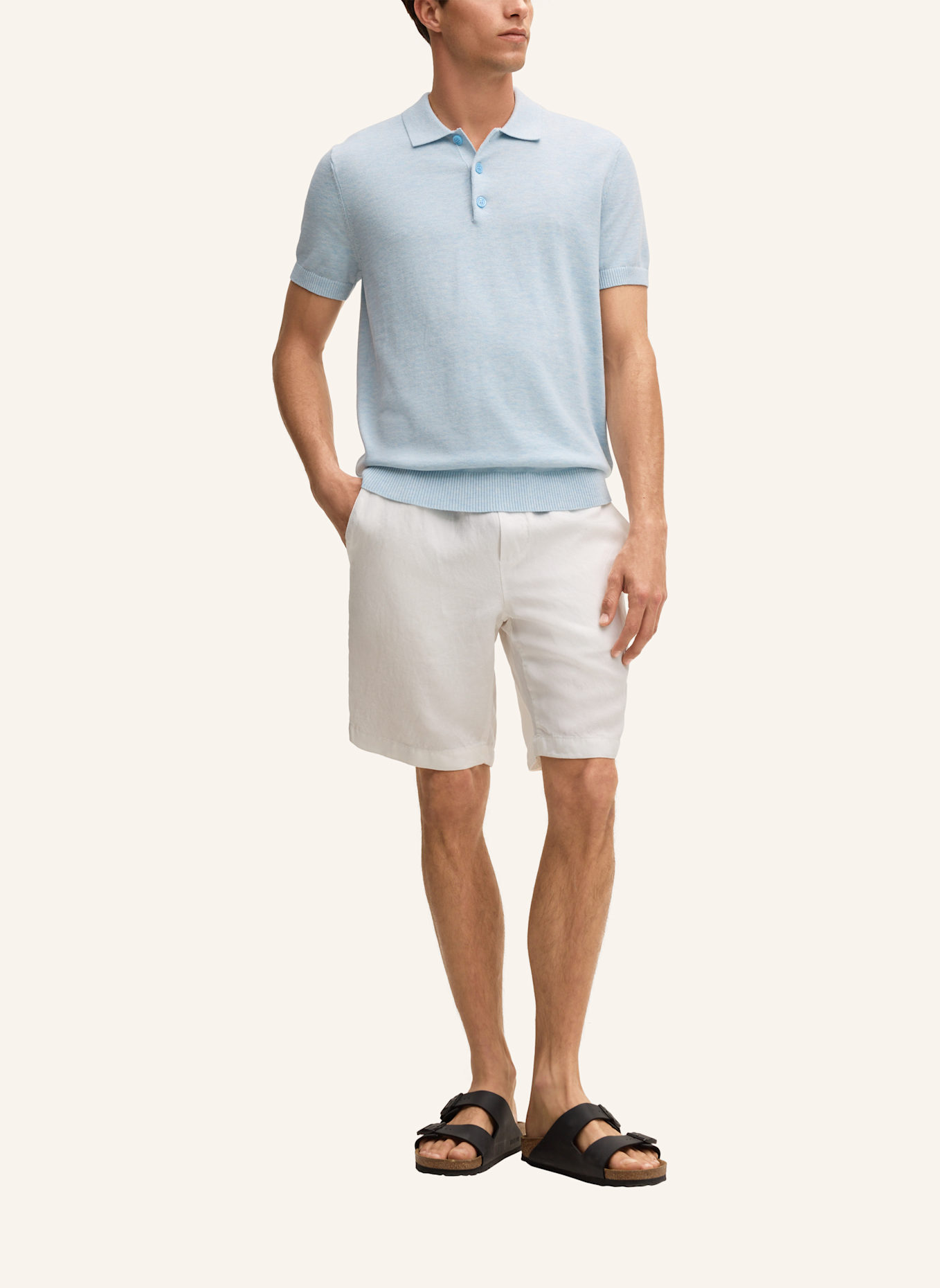 STRELLSON Strick-Poloshirt LOIC: HELLBLAU