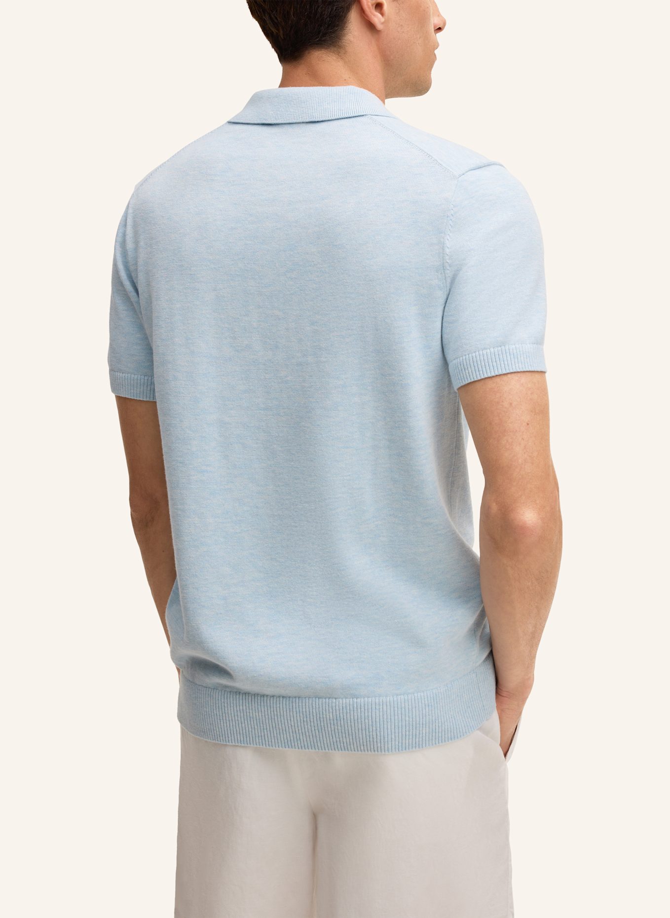 STRELLSON Strick-Poloshirt LOIC: HELLBLAU