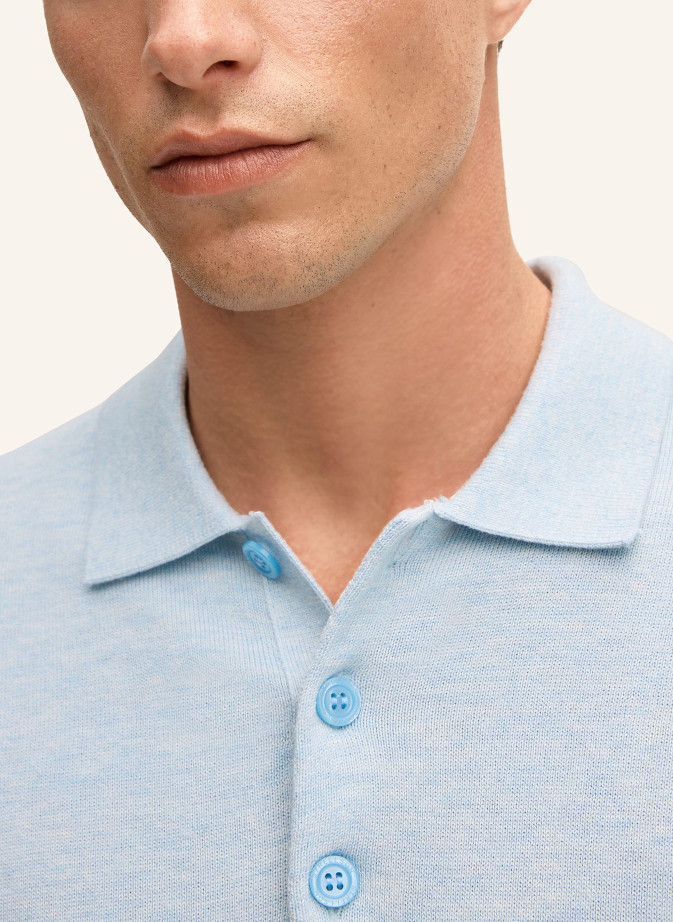 STRELLSON Strick-Poloshirt LOIC: HELLBLAU