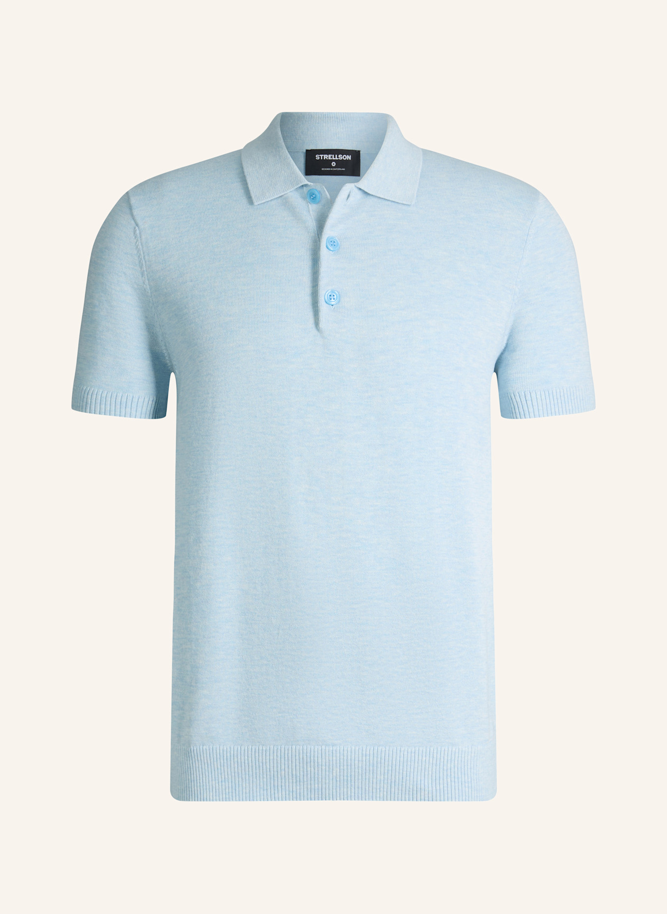 STRELLSON Strick-Poloshirt LOIC: HELLBLAU