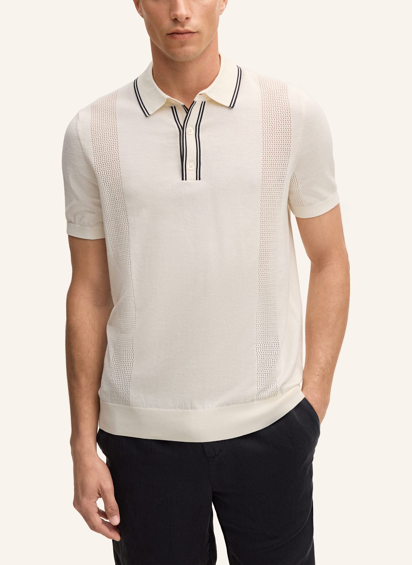 STRELLSON Strick-Poloshirt VINCENT: WEISS