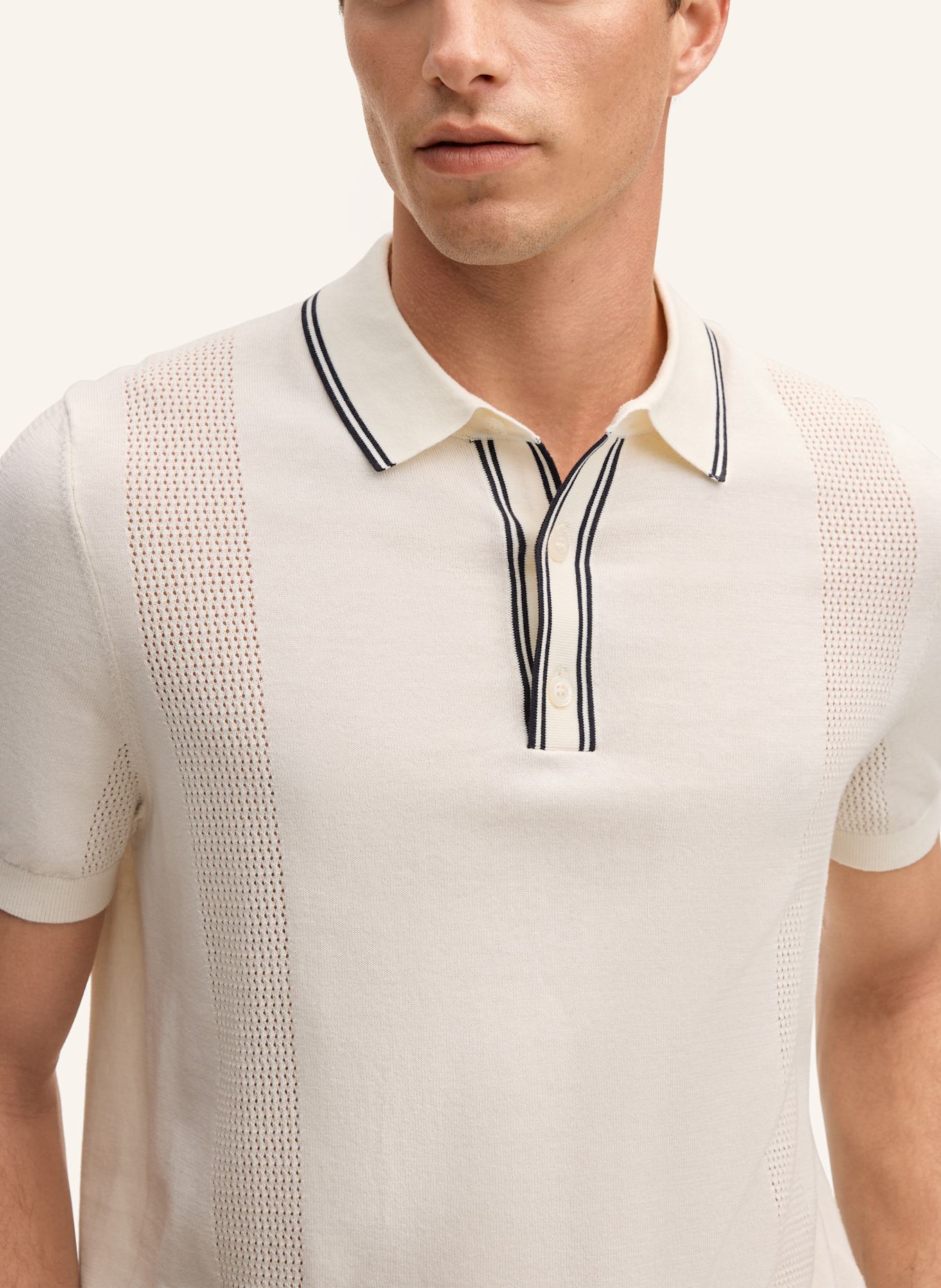 STRELLSON Strick-Poloshirt VINCENT: WEISS