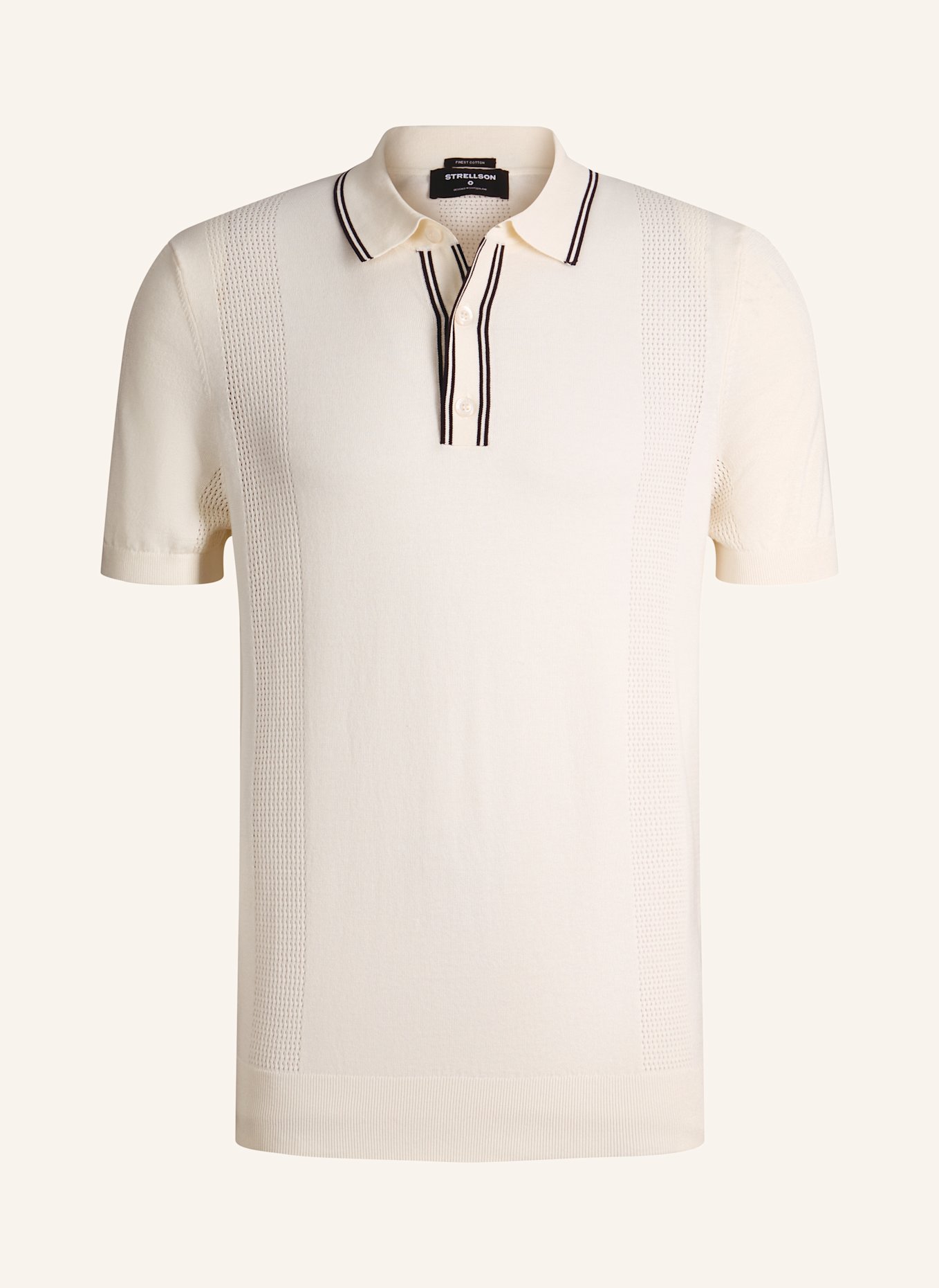 STRELLSON Strick-Poloshirt VINCENT: WEISS