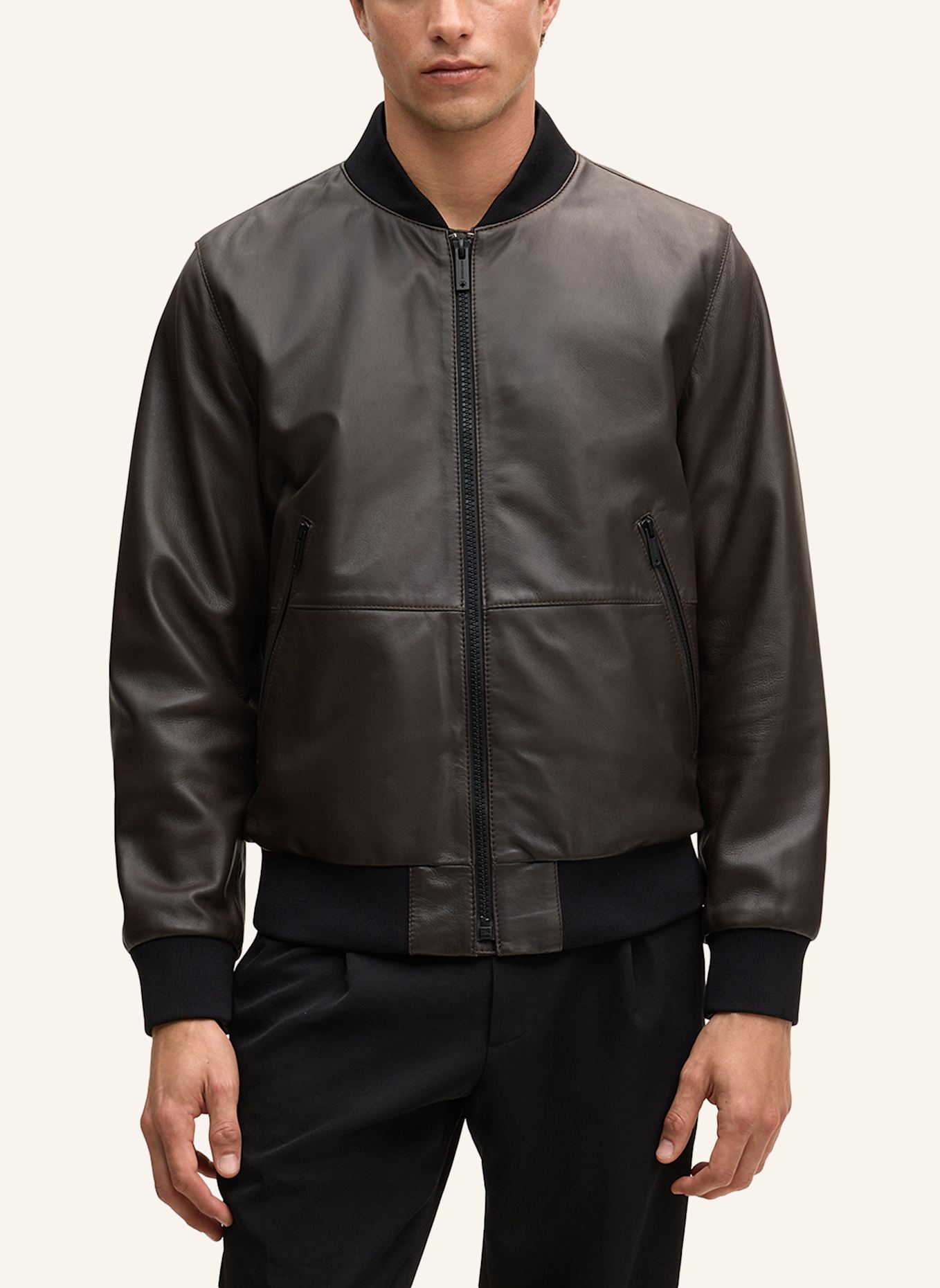 STRELLSON Lederjacke: DUNKELBRAUN