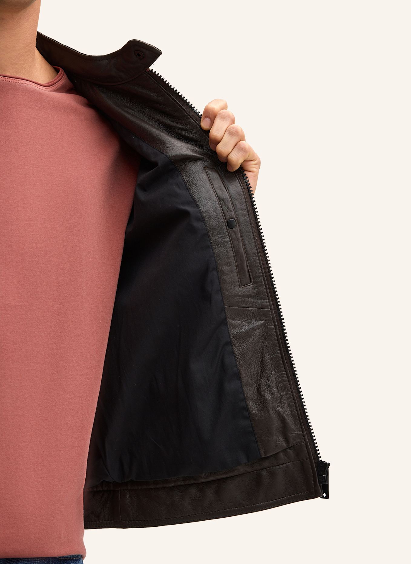 STRELLSON Lederjacke: DUNKELBRAUN