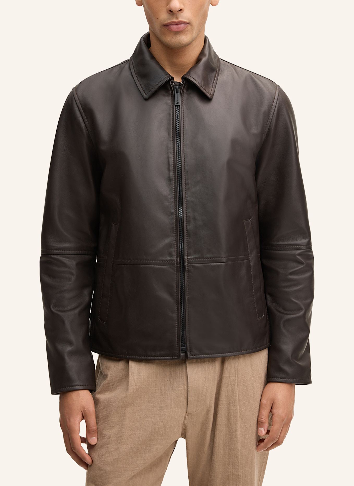 STRELLSON Lederjacke: DUNKELBRAUN