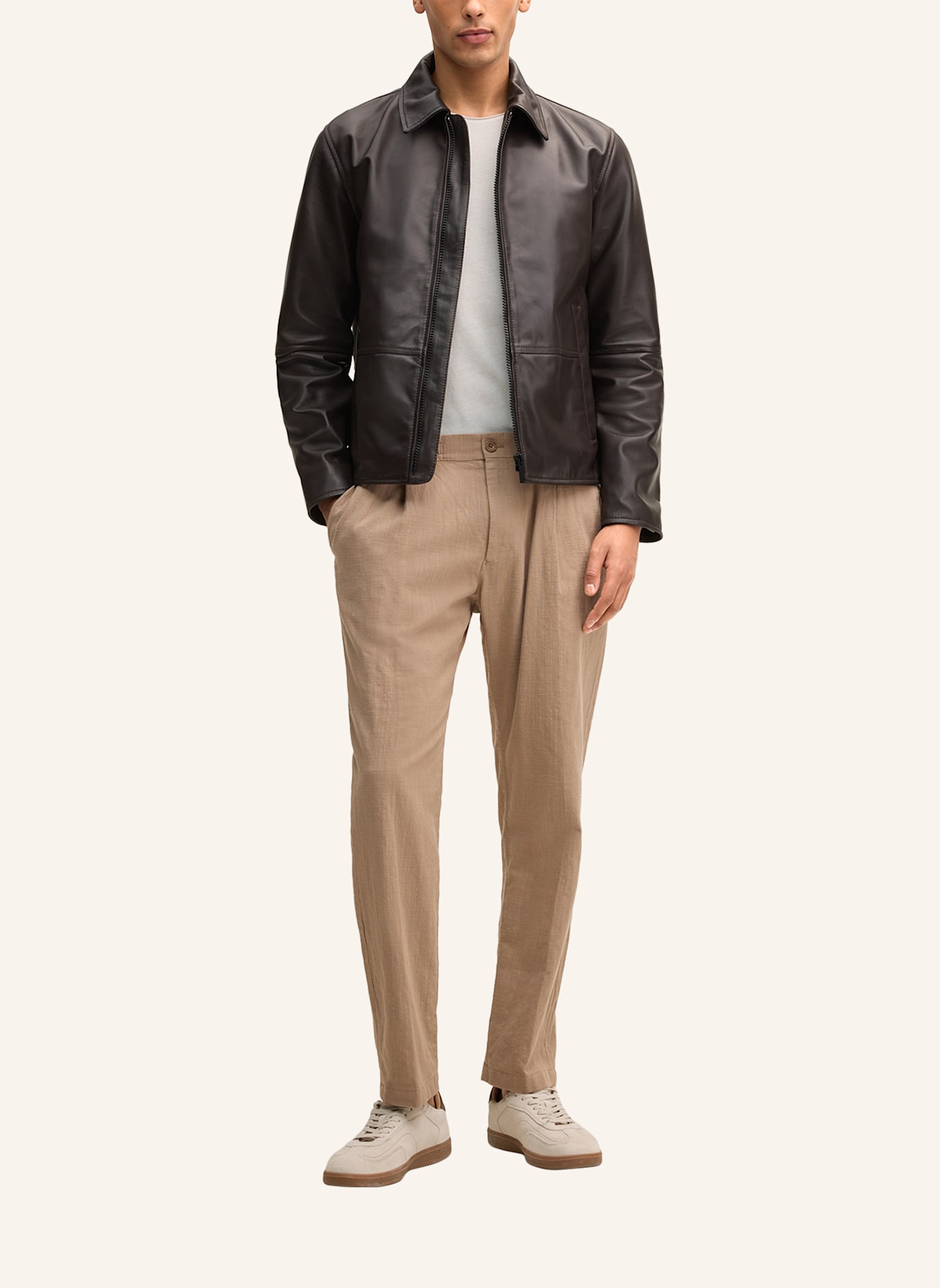 STRELLSON Lederjacke: DUNKELBRAUN