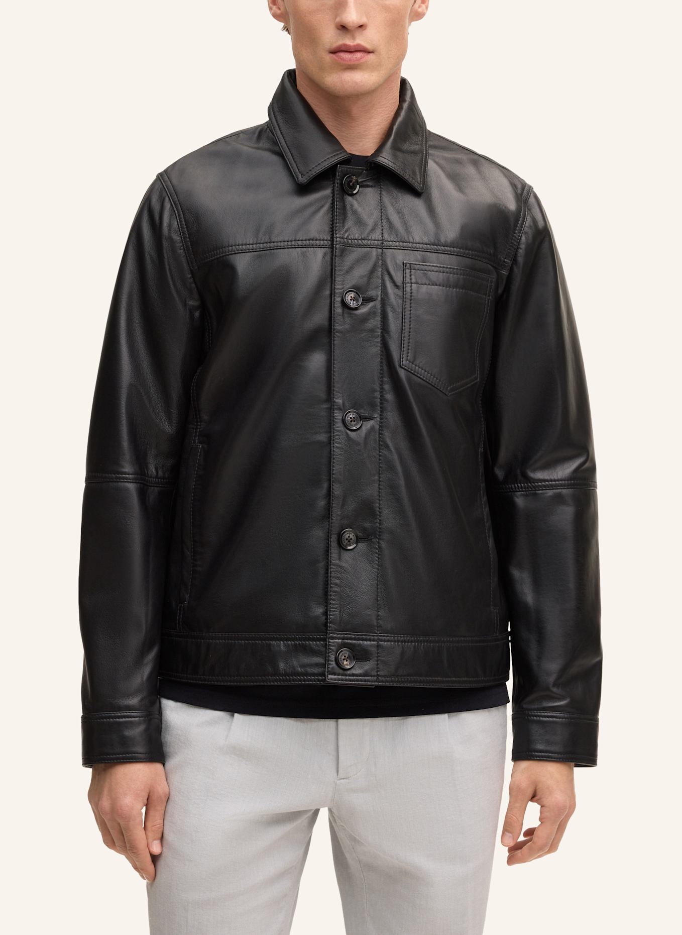 STRELLSON Lederjacke: SCHWARZ