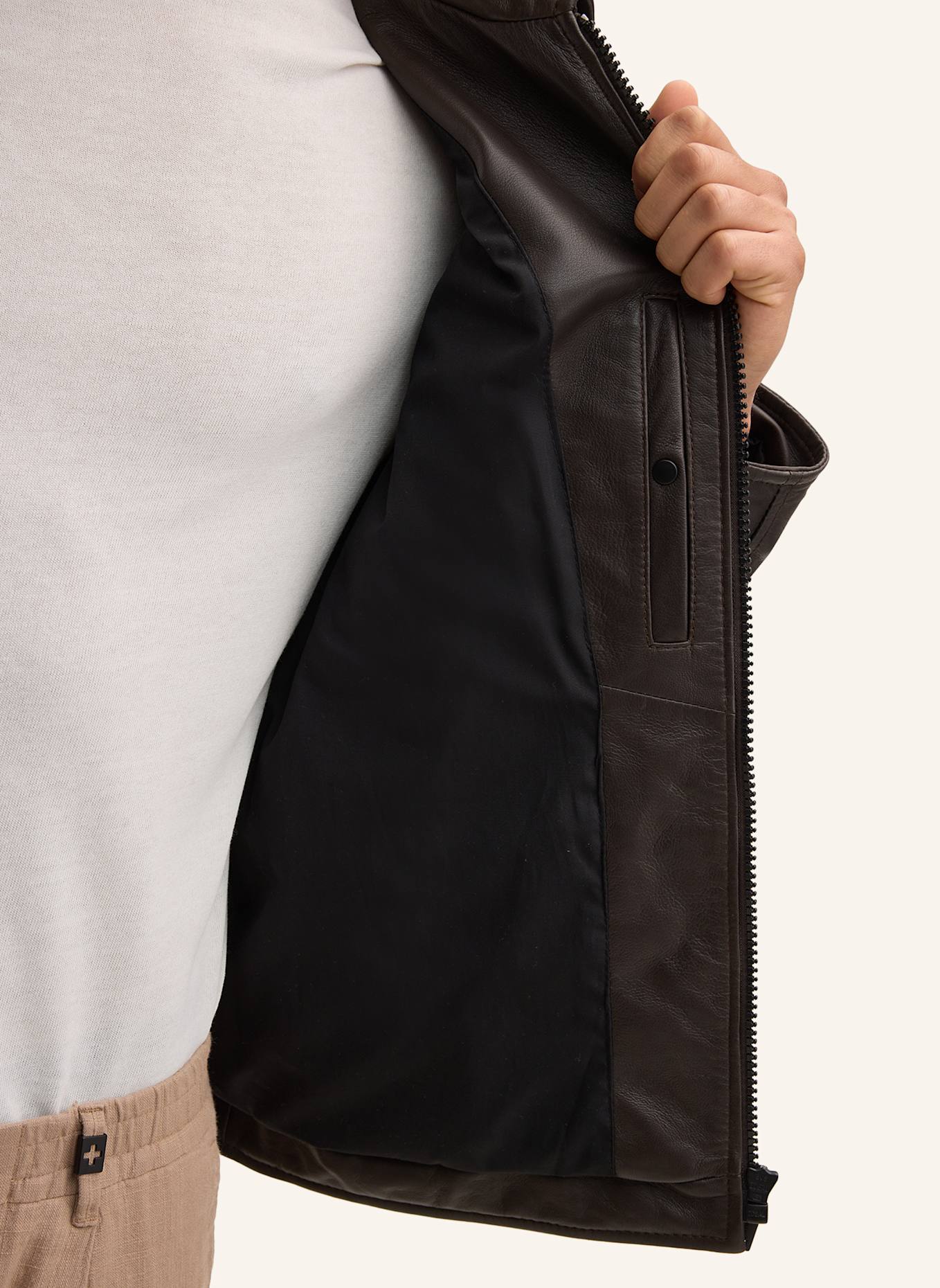 STRELLSON Lederjacke: DUNKELBRAUN