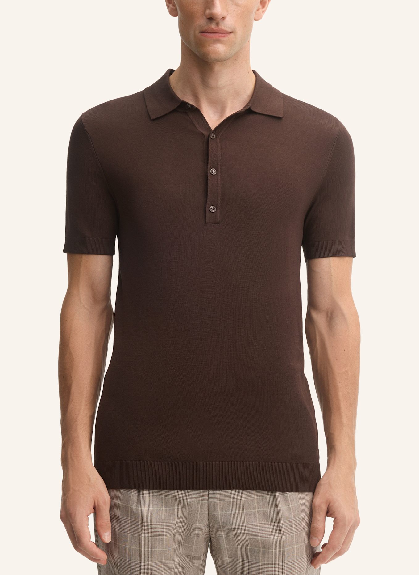 STRELLSON Strick-Poloshirt VADIM: BRAUN