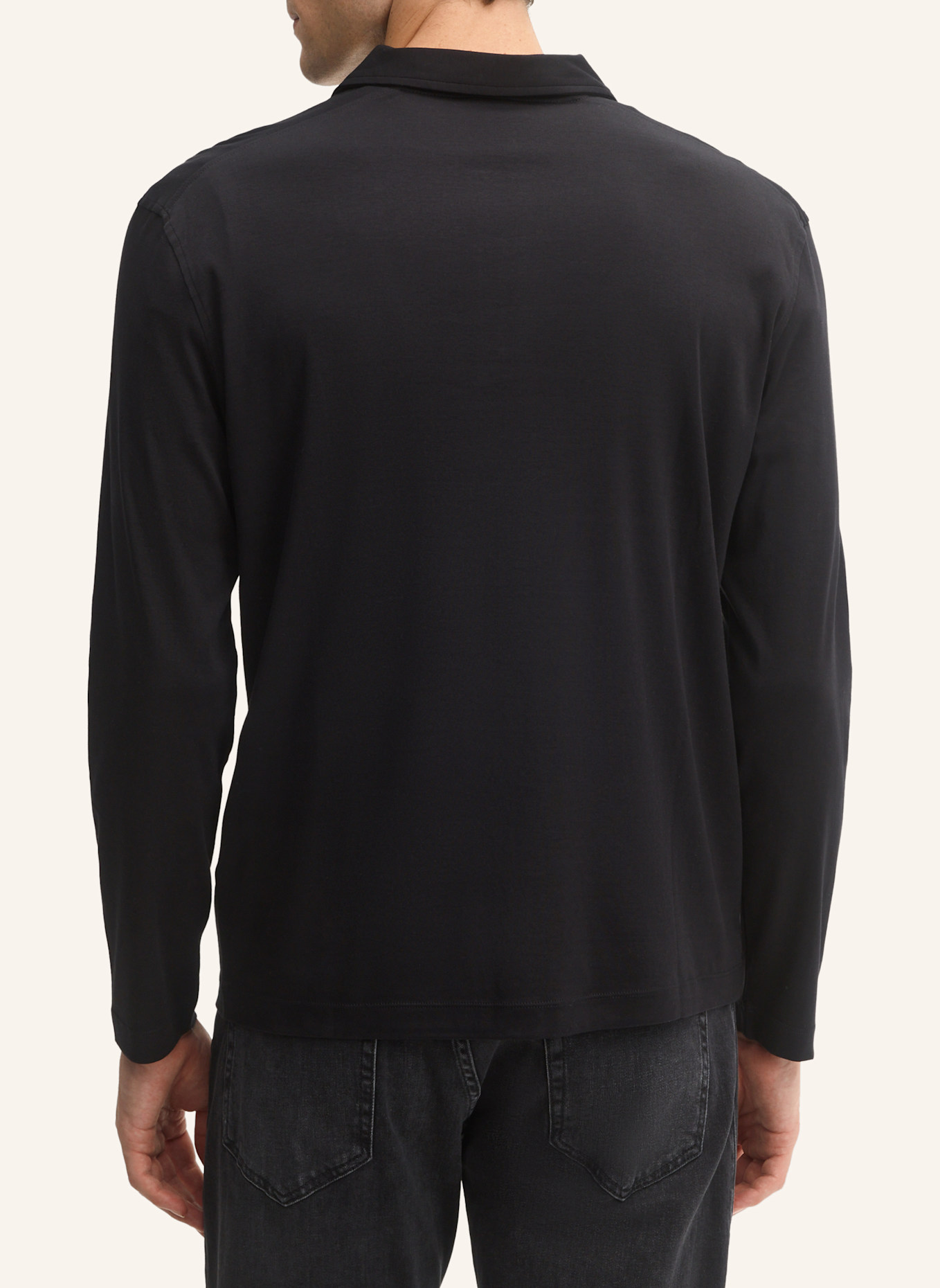 STRELLSON Polo-Longsleeve: SCHWARZ