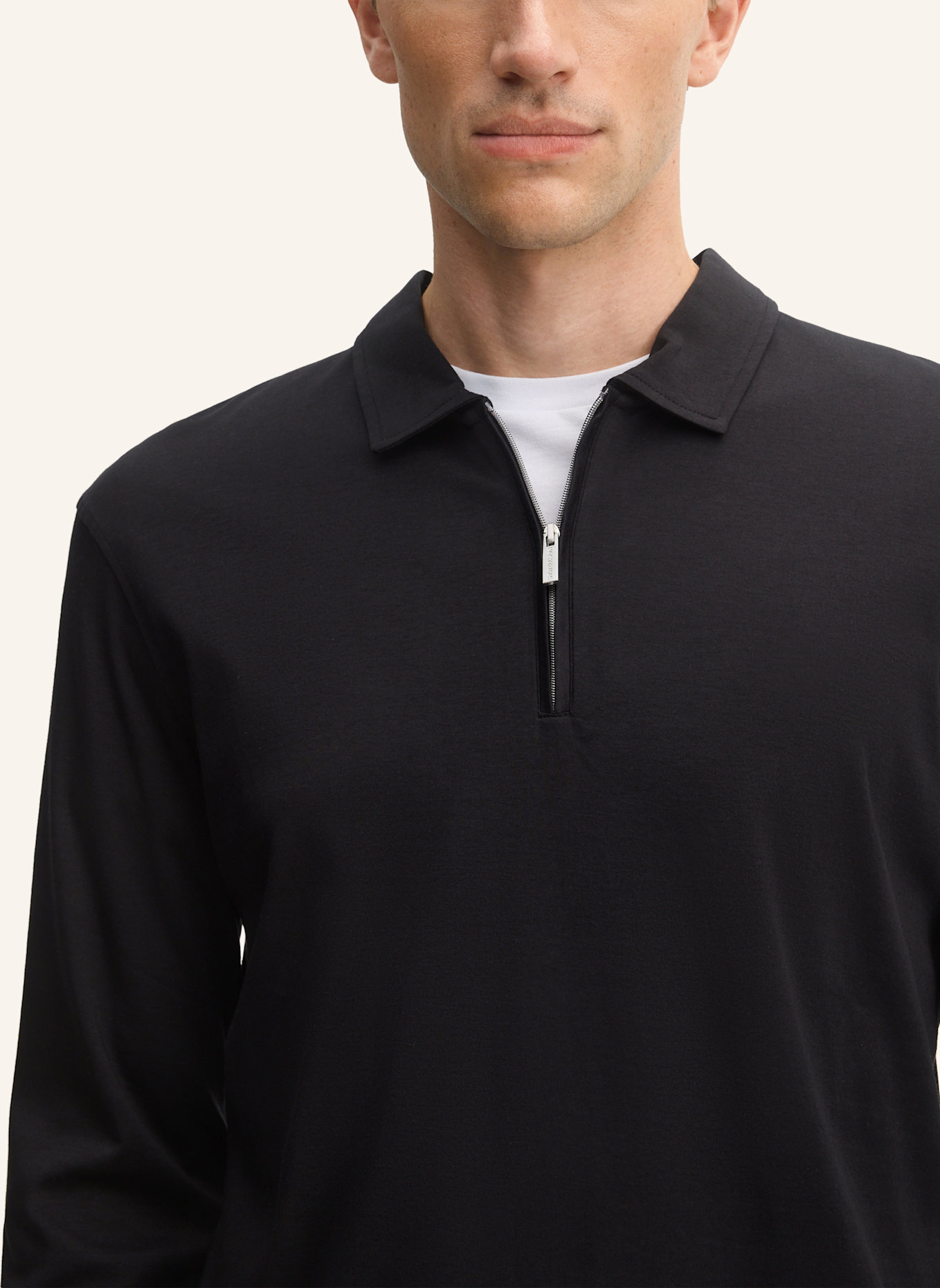 STRELLSON Polo-Longsleeve: SCHWARZ