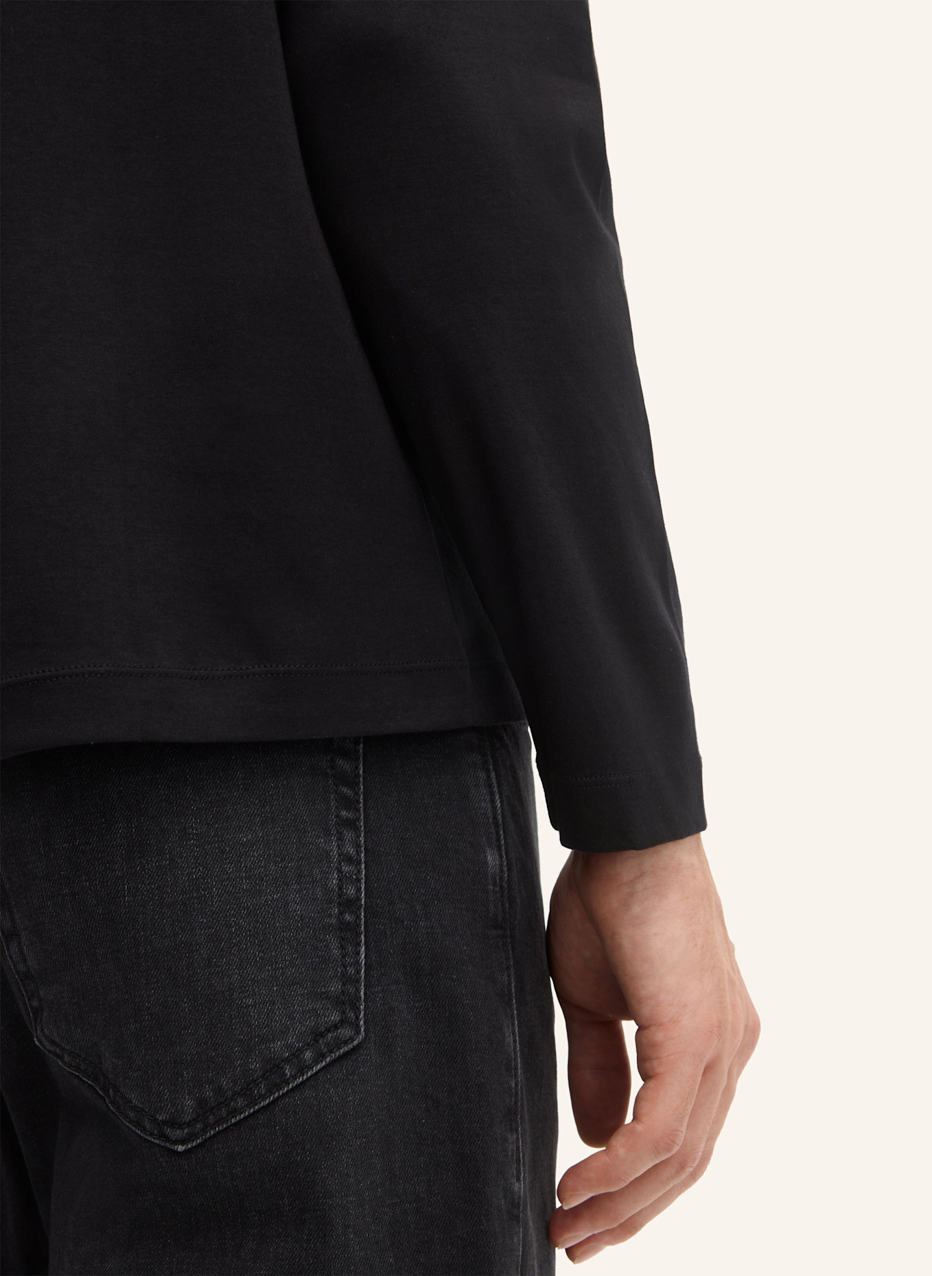 STRELLSON Polo-Longsleeve: SCHWARZ