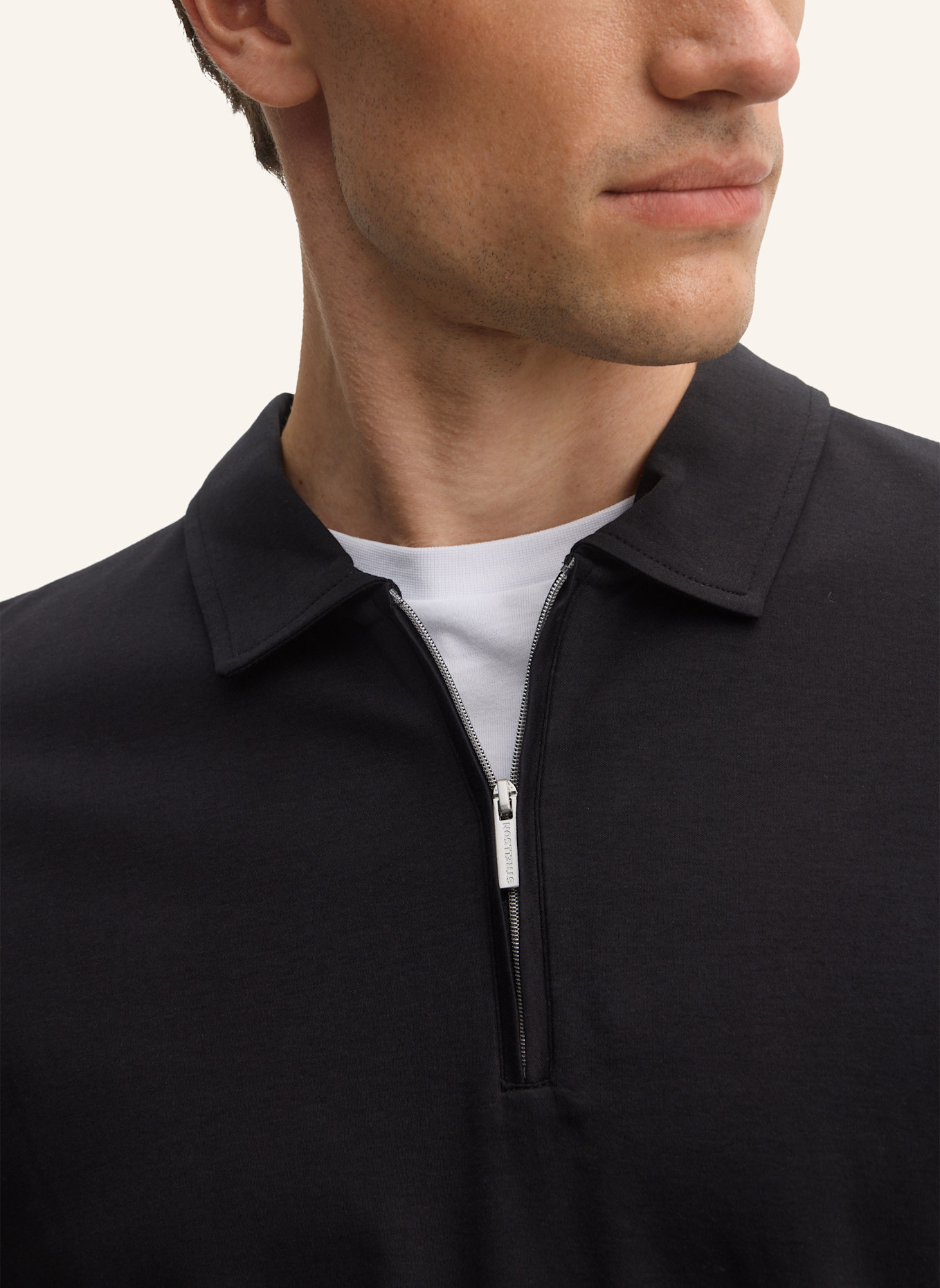 STRELLSON Polo-Longsleeve: SCHWARZ