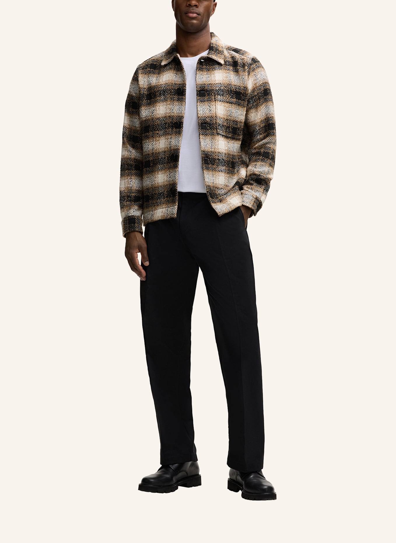 STRELLSON Overshirt: BEIGE/ SCHWARZ