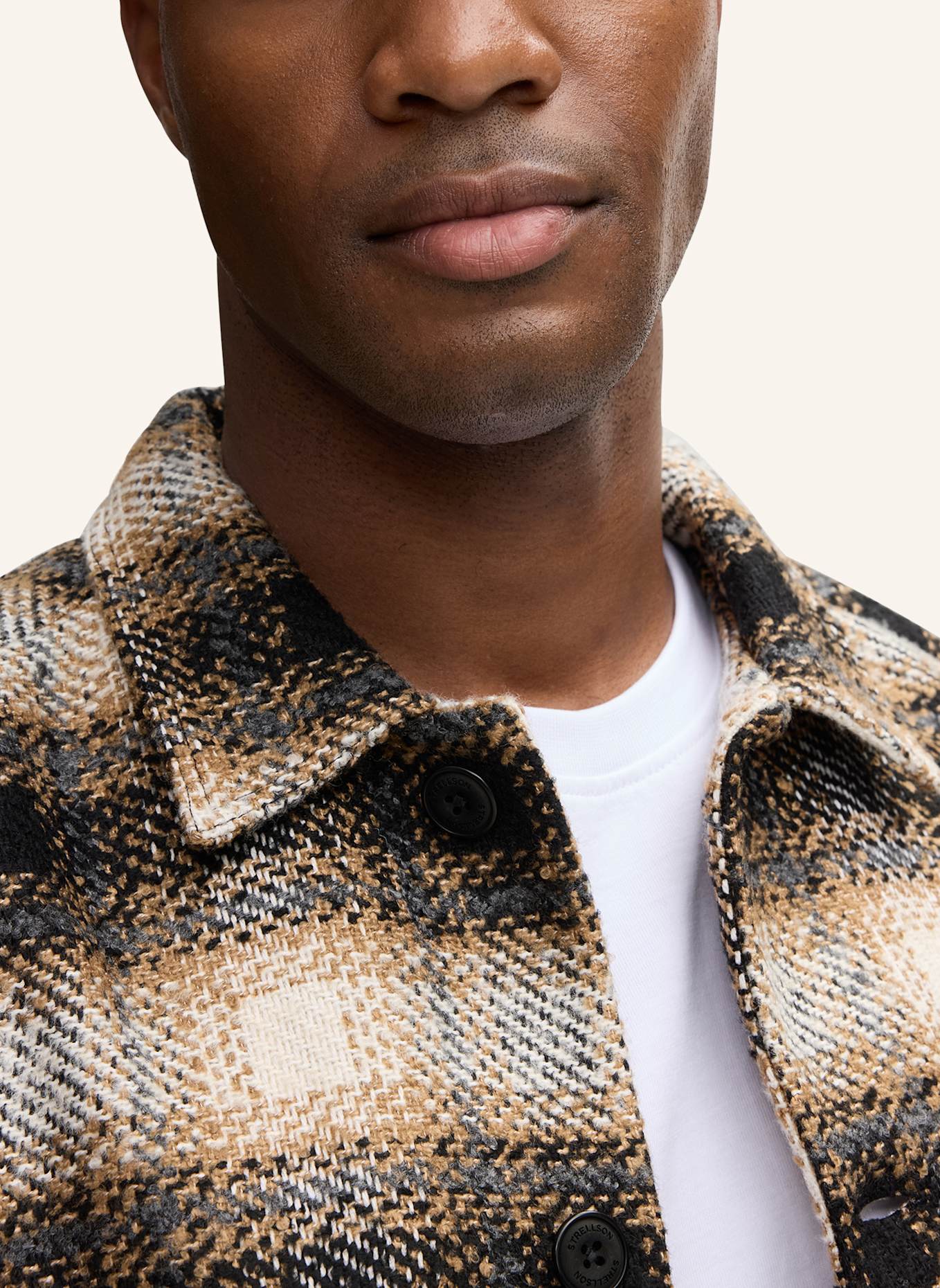 STRELLSON Overshirt: BEIGE/ SCHWARZ