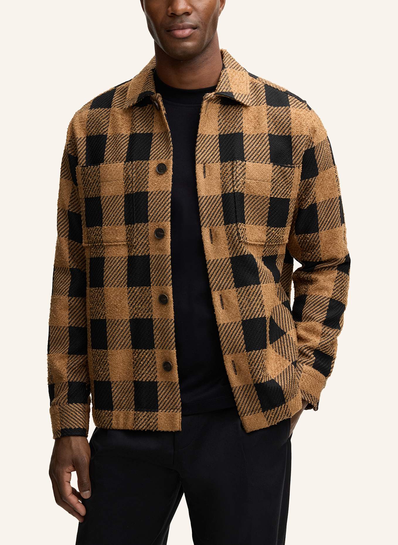 STRELLSON Overjacket NORIN: CAMEL/ SCHWARZ