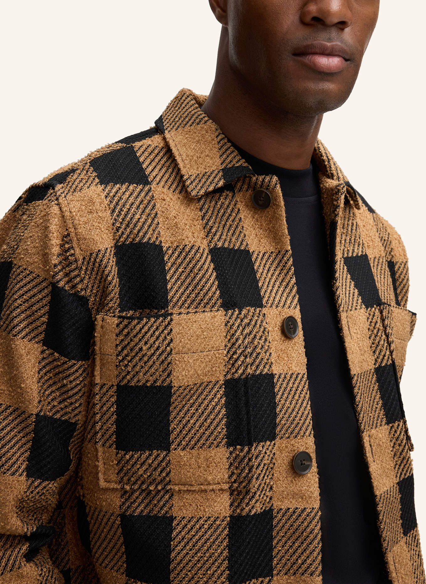 STRELLSON Overjacket NORIN: CAMEL/ SCHWARZ