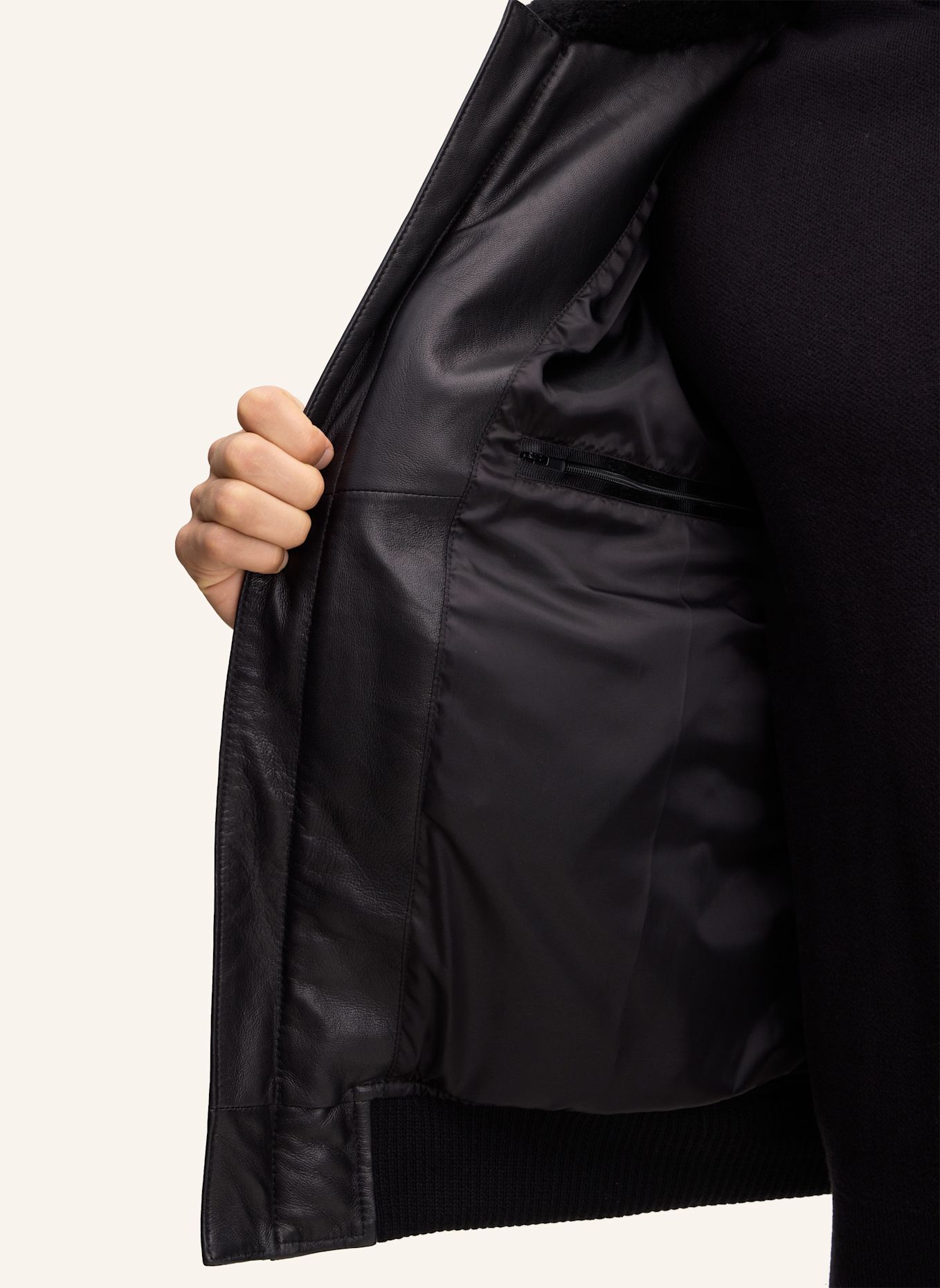 STRELLSON Lederjacke: SCHWARZ
