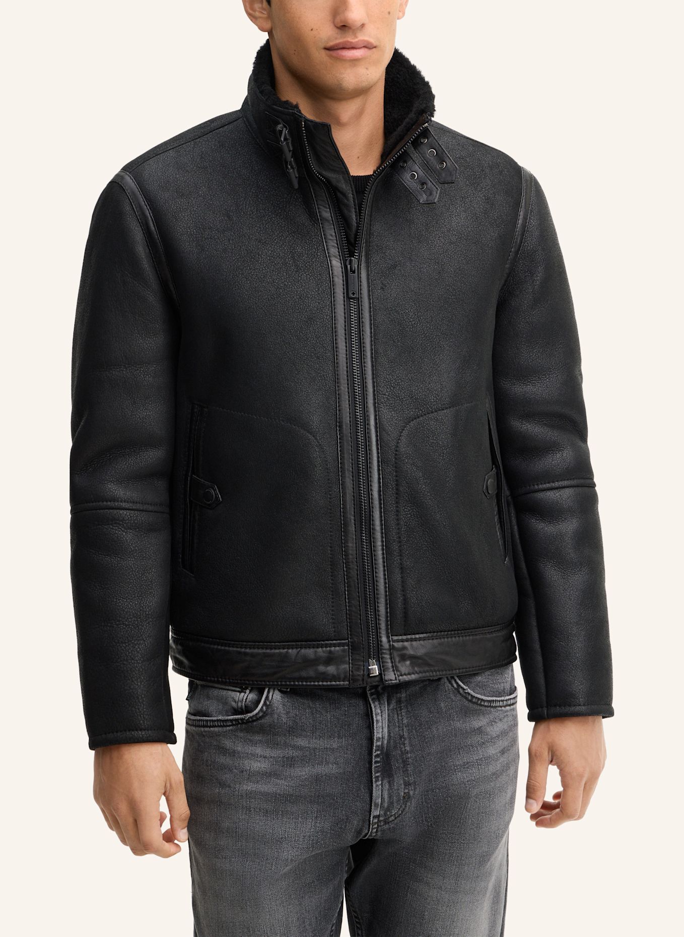 STRELLSON Lederjacke: SCHWARZ