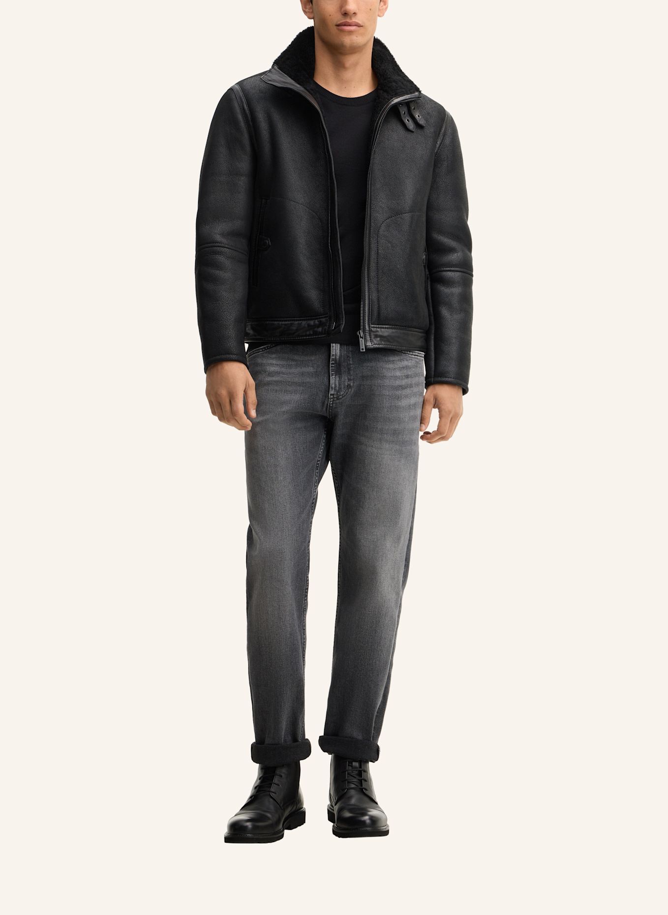 STRELLSON Lederjacke: SCHWARZ