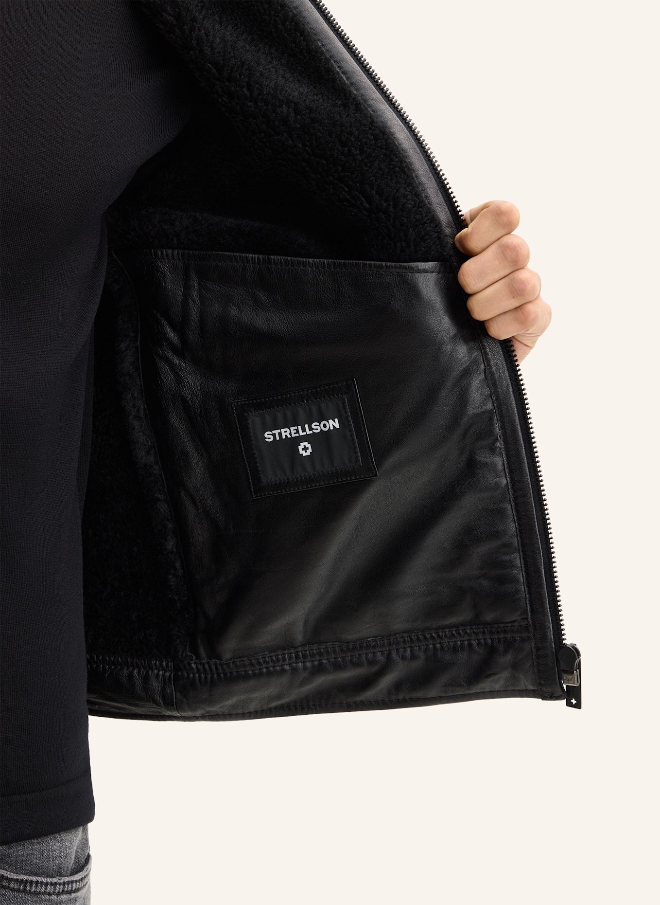 STRELLSON Lederjacke: SCHWARZ