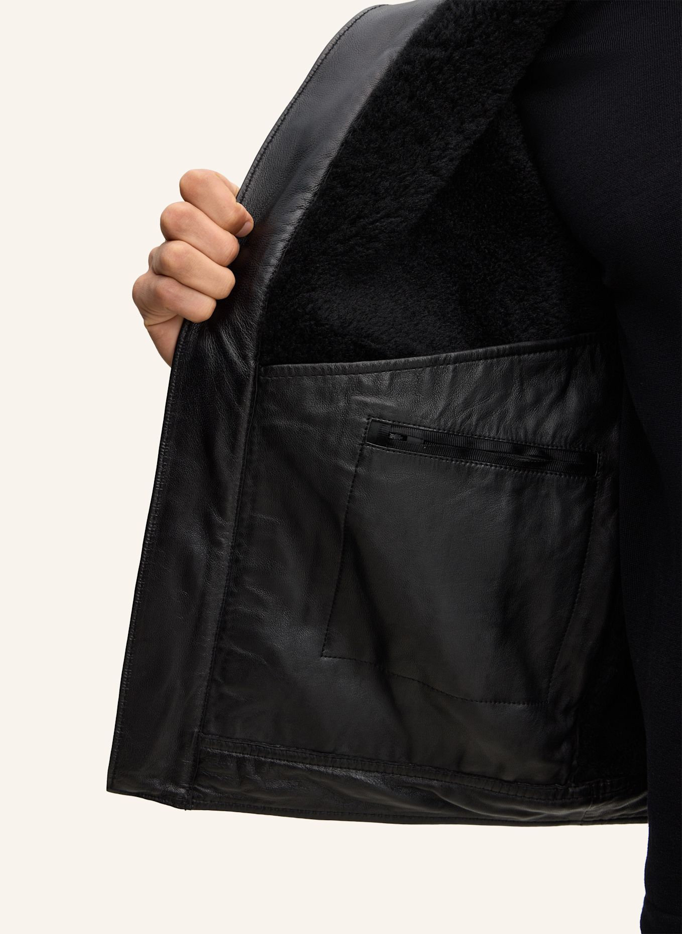 STRELLSON Lederjacke: SCHWARZ