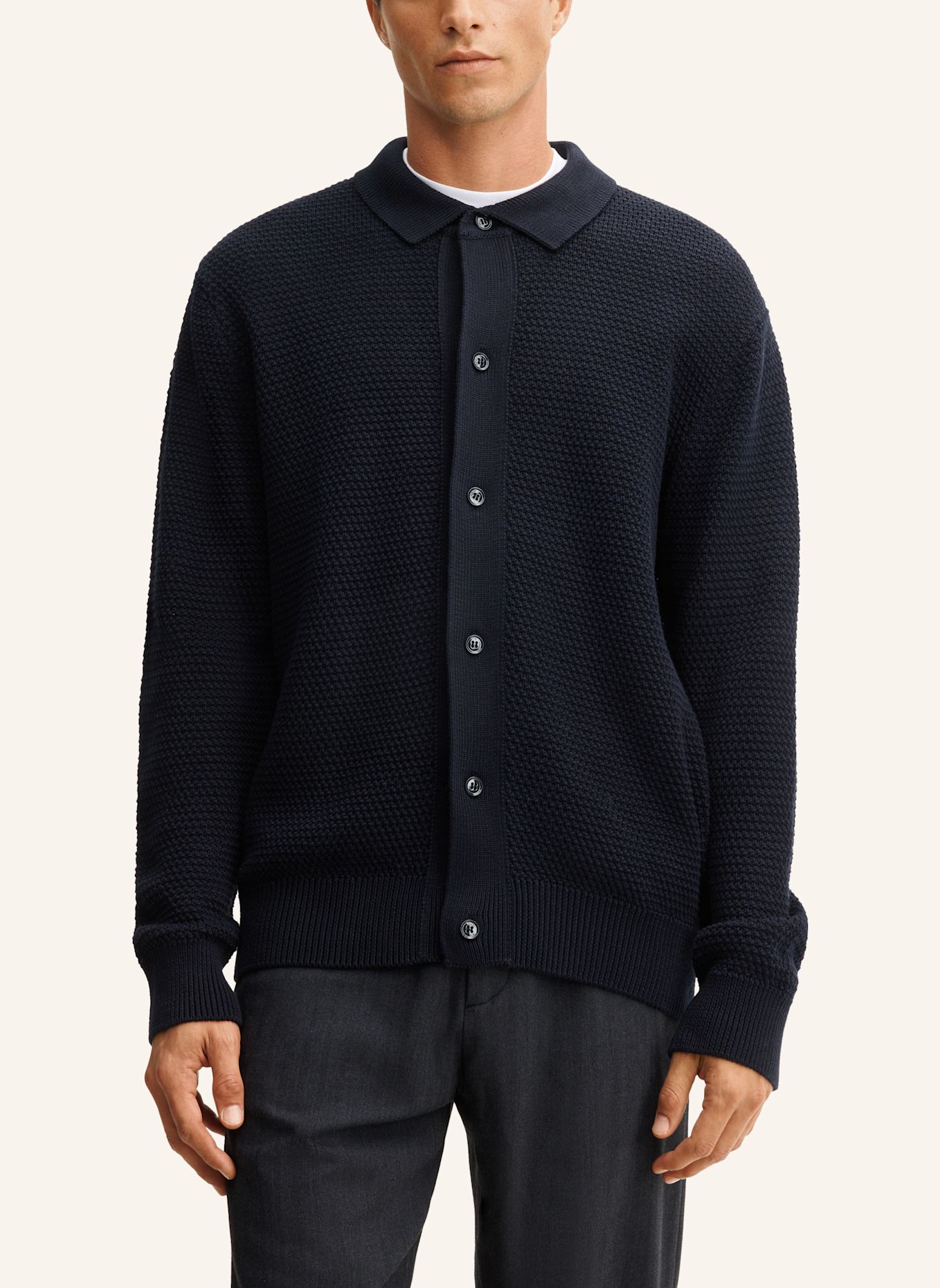STRELLSON Strick-Poloshirt: DUNKELBLAU