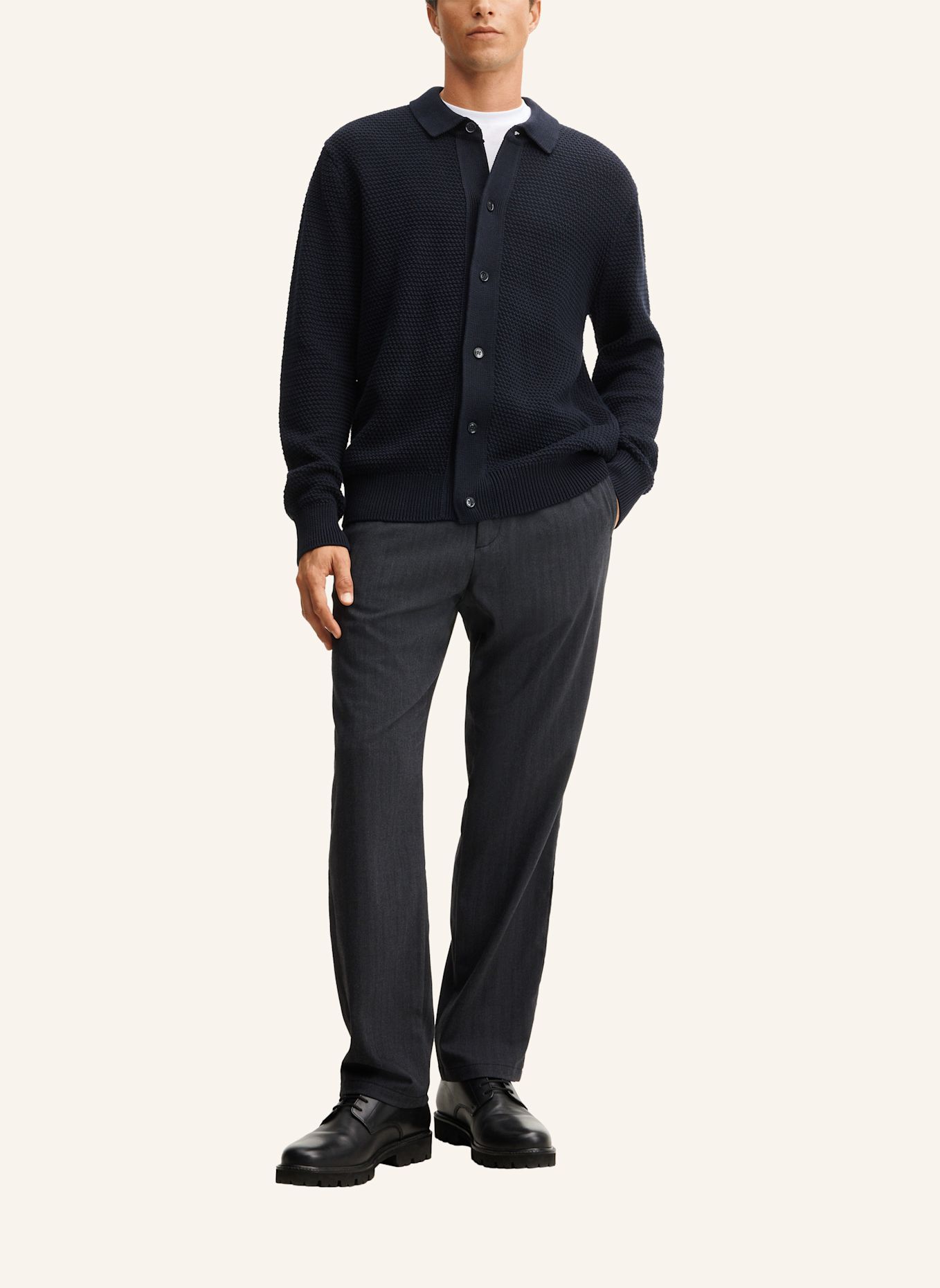 STRELLSON Strick-Poloshirt: DUNKELBLAU