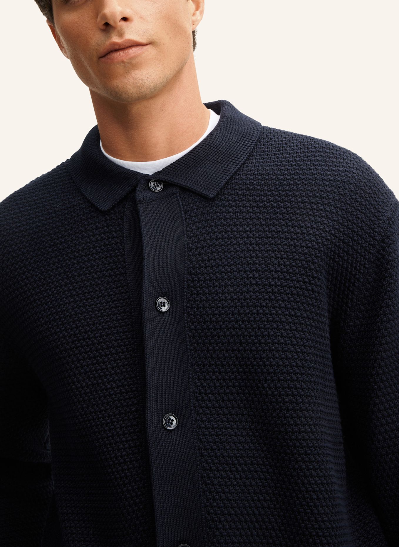 STRELLSON Strick-Poloshirt: DUNKELBLAU