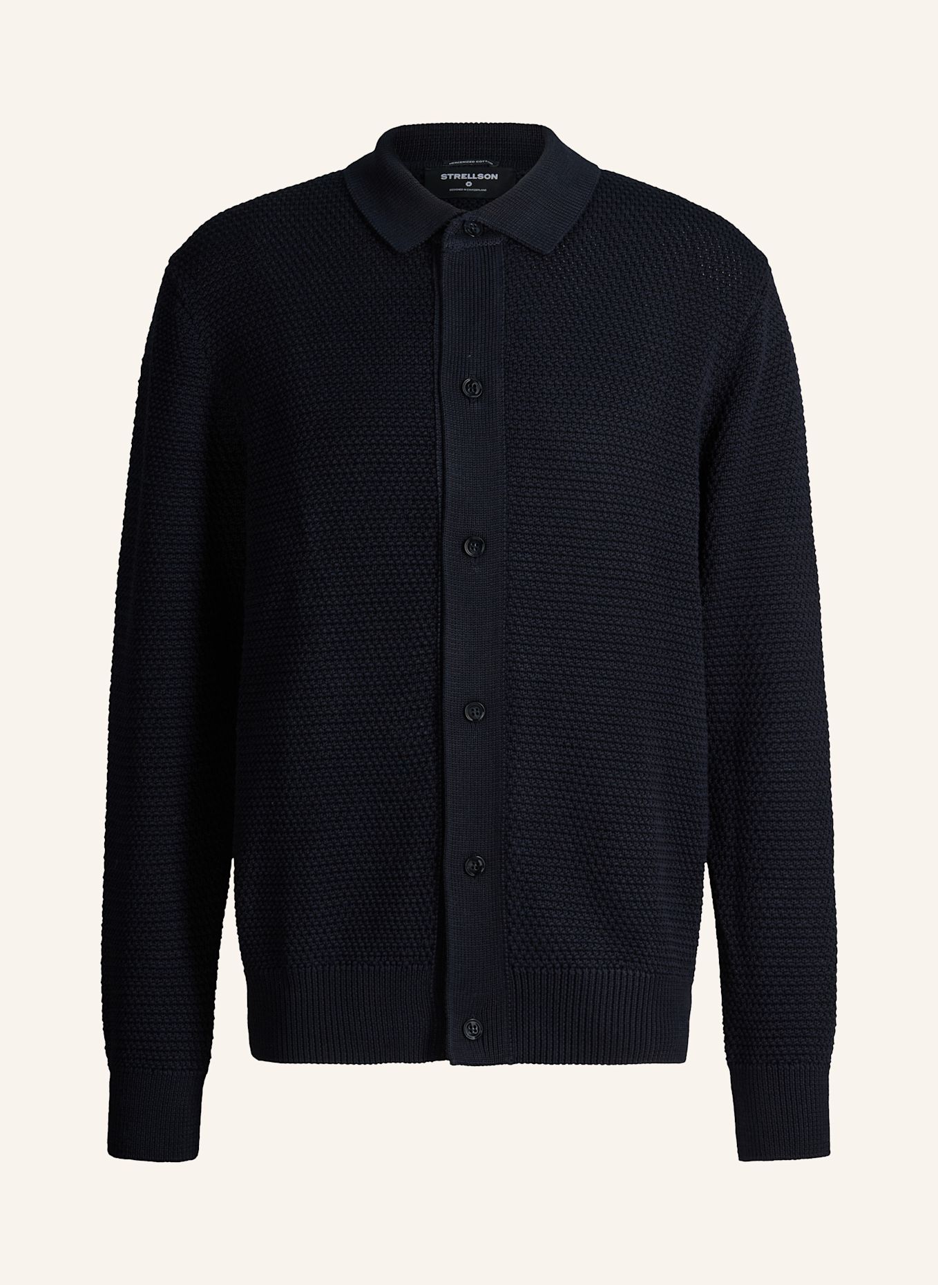 STRELLSON Strick-Poloshirt: DUNKELBLAU