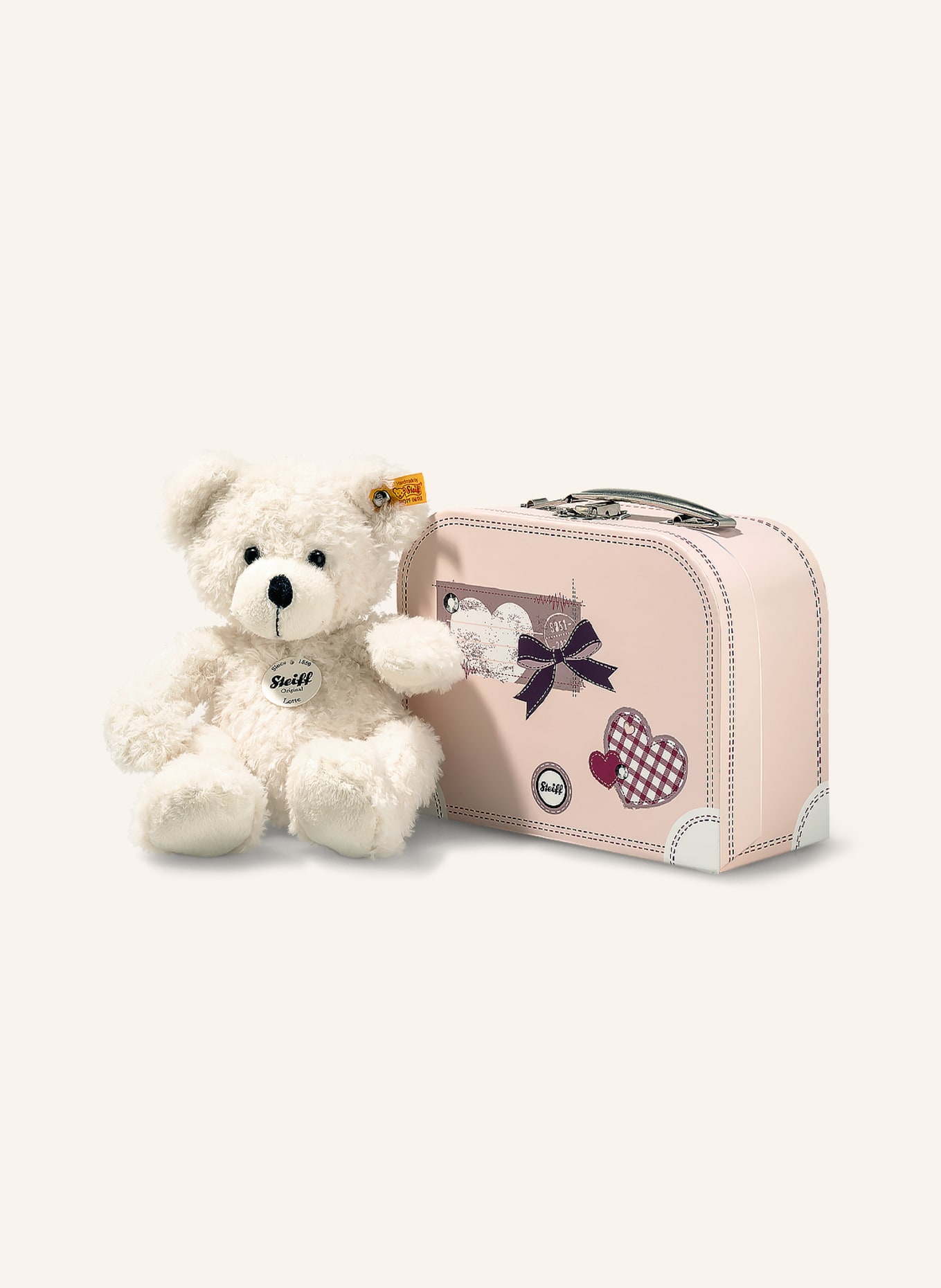 Steiff Kuscheltier Teddybär LOTTE 28 cm, weiss mit Koffer: WEISS