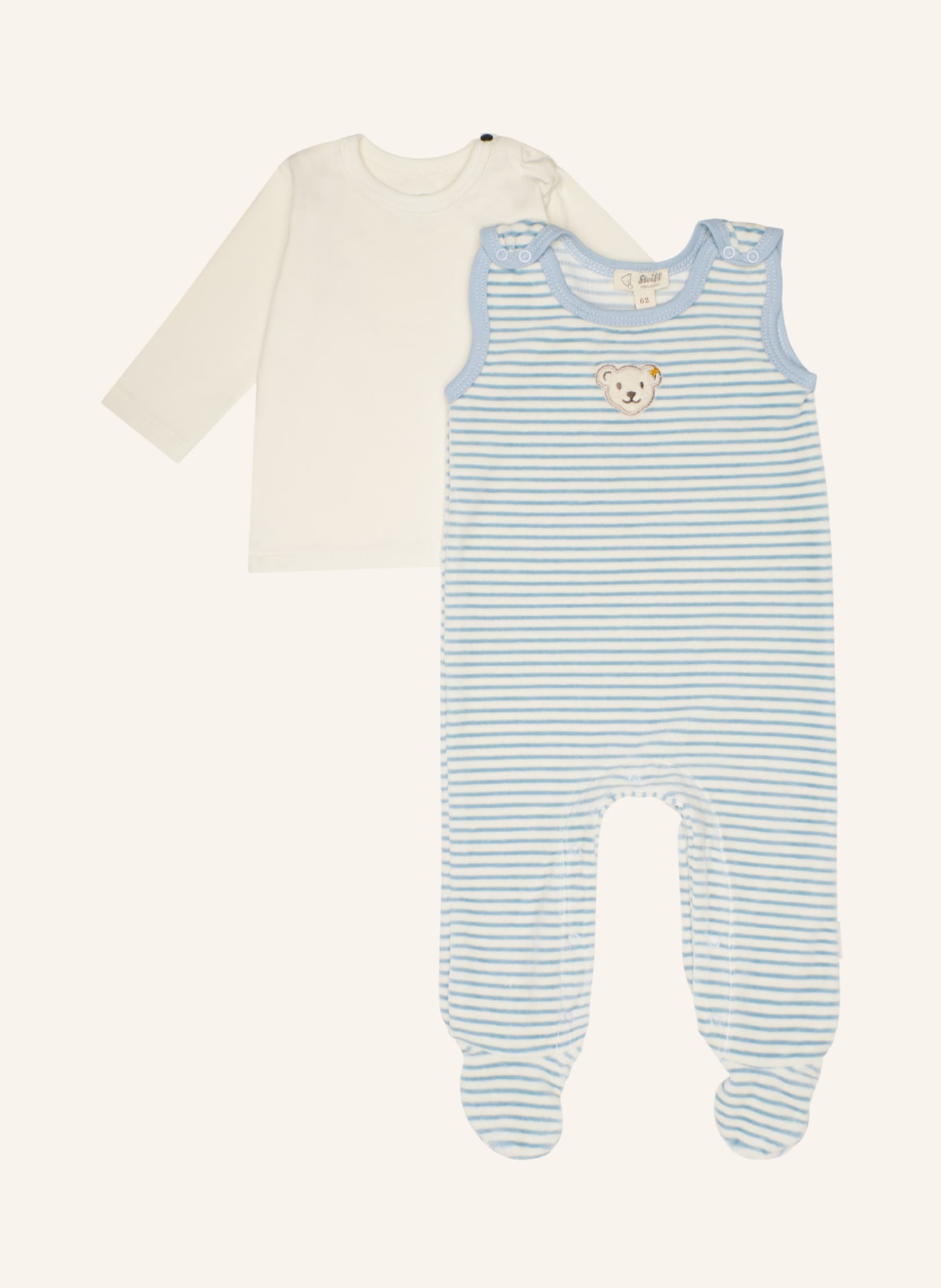 Steiff Set WELLNESS: Strampler + T-Shirt, Farbe: BLAU/ GRAU (Bild 3)