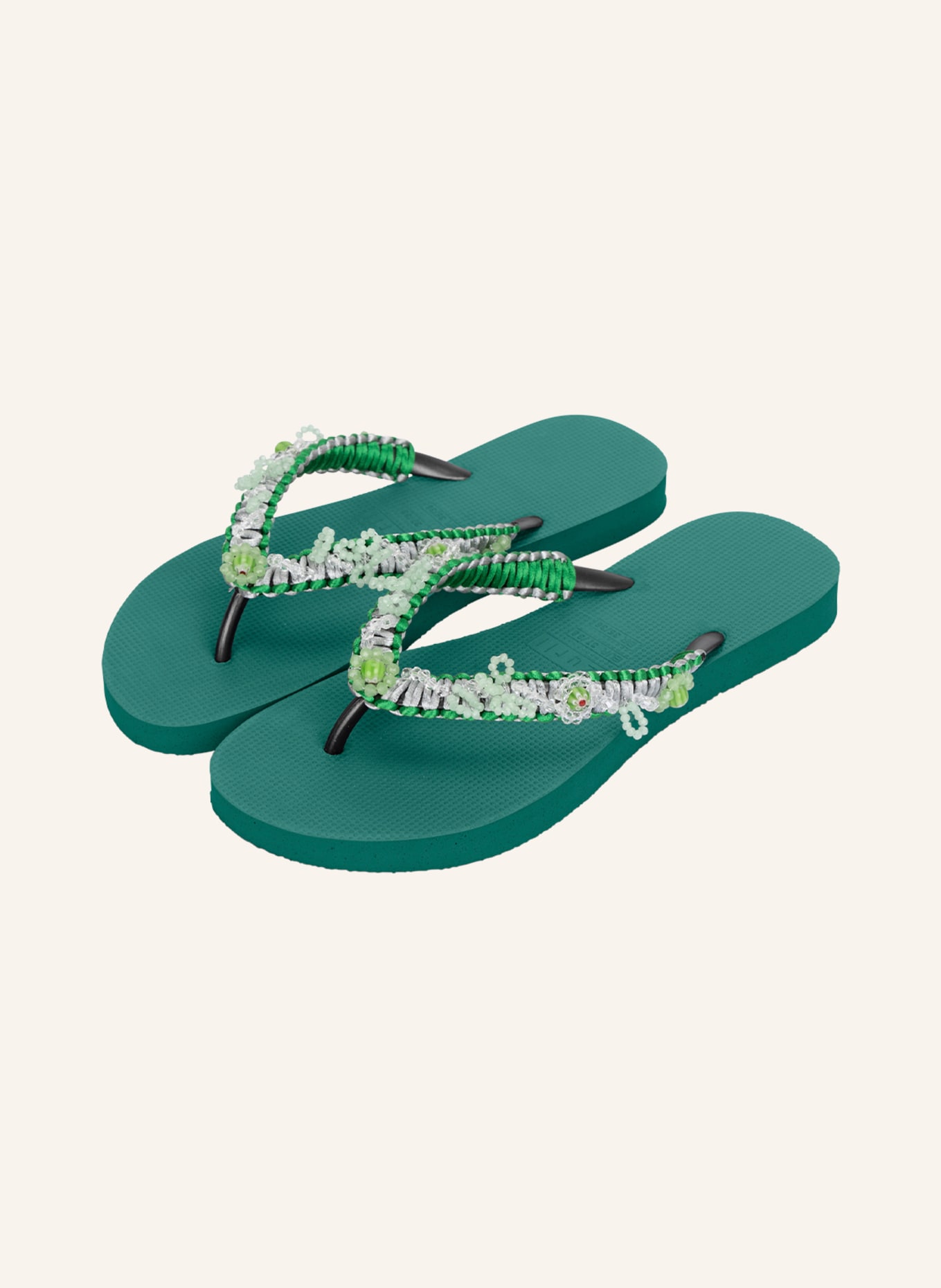 uzurii Zehentrenner MACRAME GREEN BLOSSOM: GRÜN