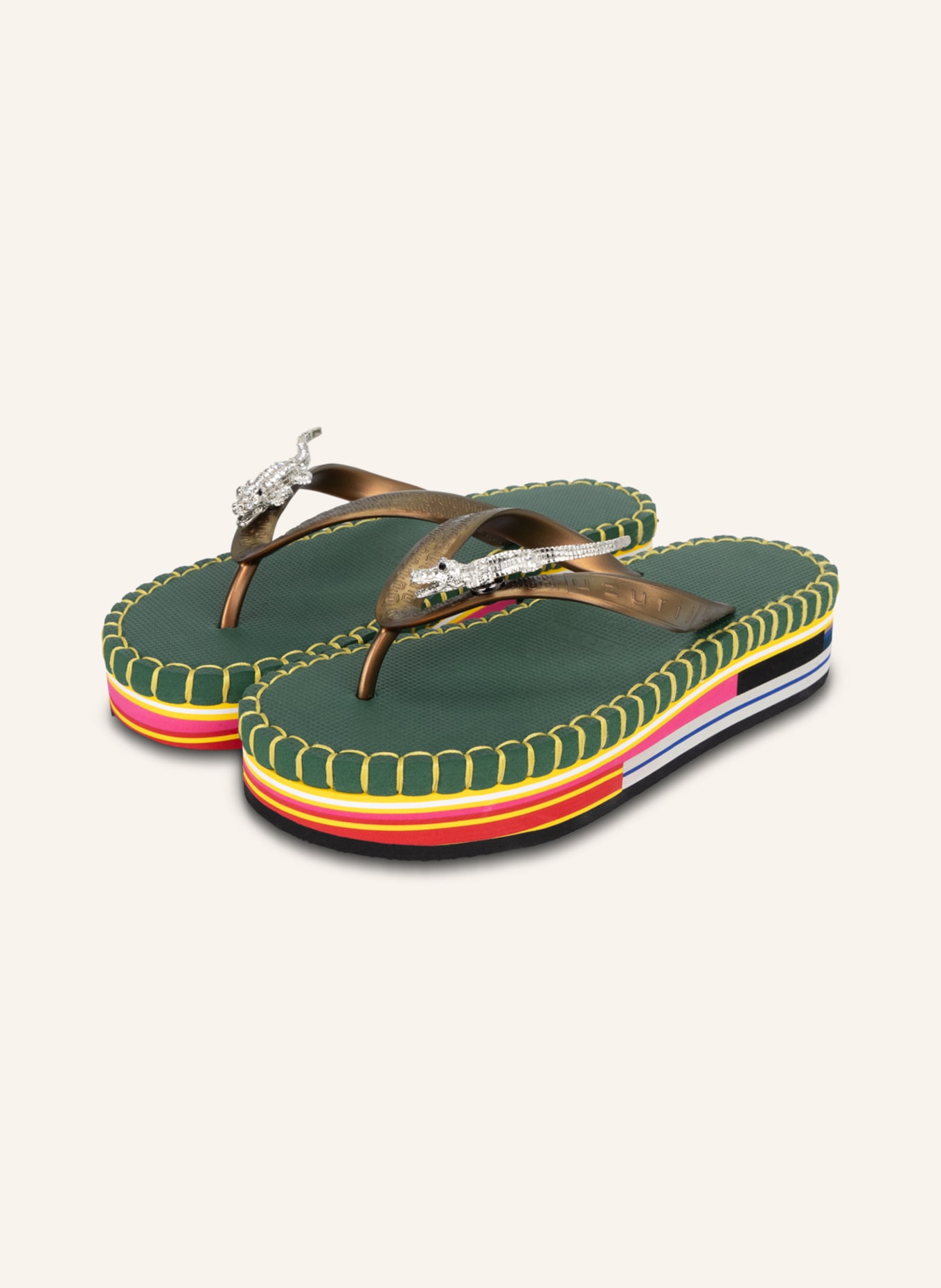uzurii Flip Flop CROCODILE COLORFUL ARMY: DUNKELGRÜN