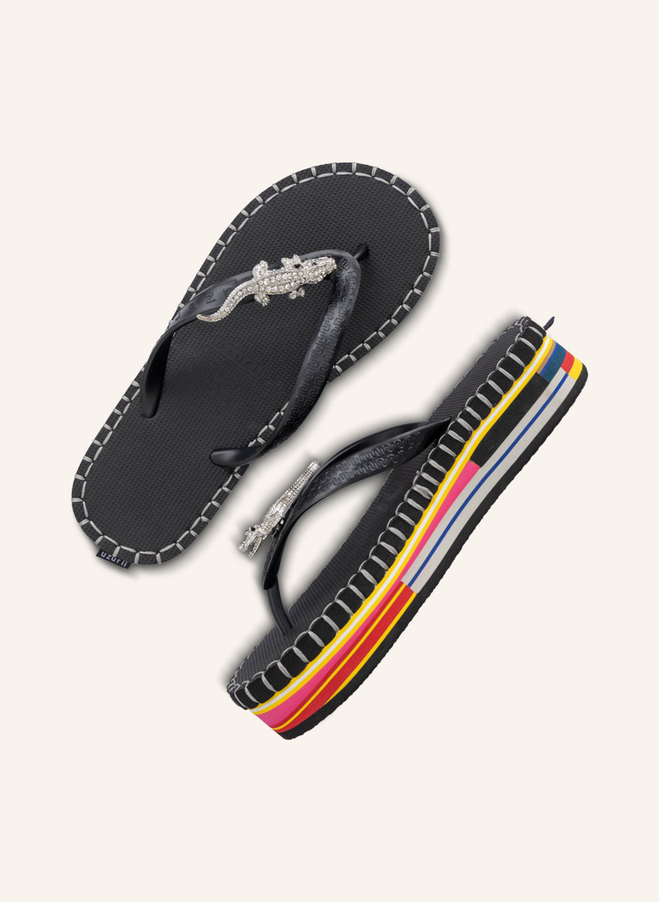 uzurii Flip Flop CROCODILE COLORFUL BLACK: SCHWARZ